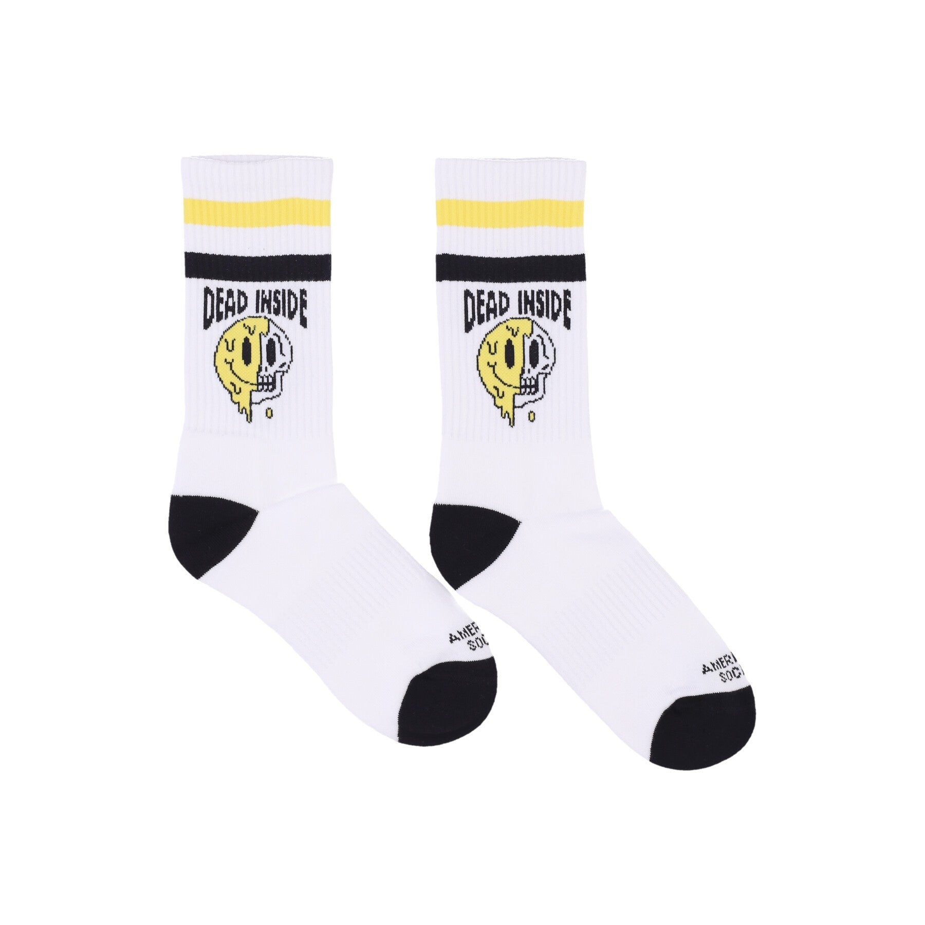 Mid High Dead Inside Men's Medium Sock White/black/yellow