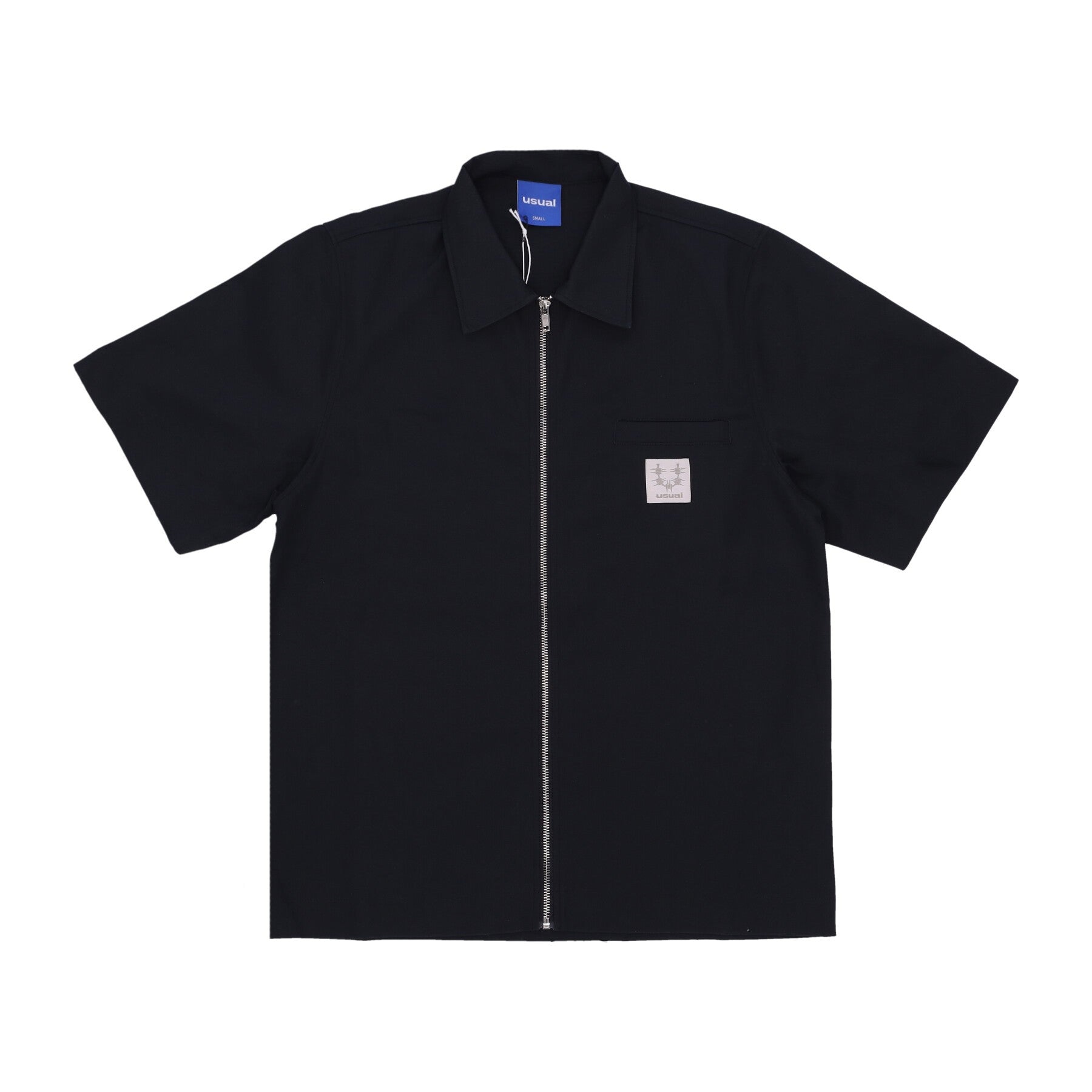 Camicia Manica Corta Uomo Dots Full Zip Shirt Black