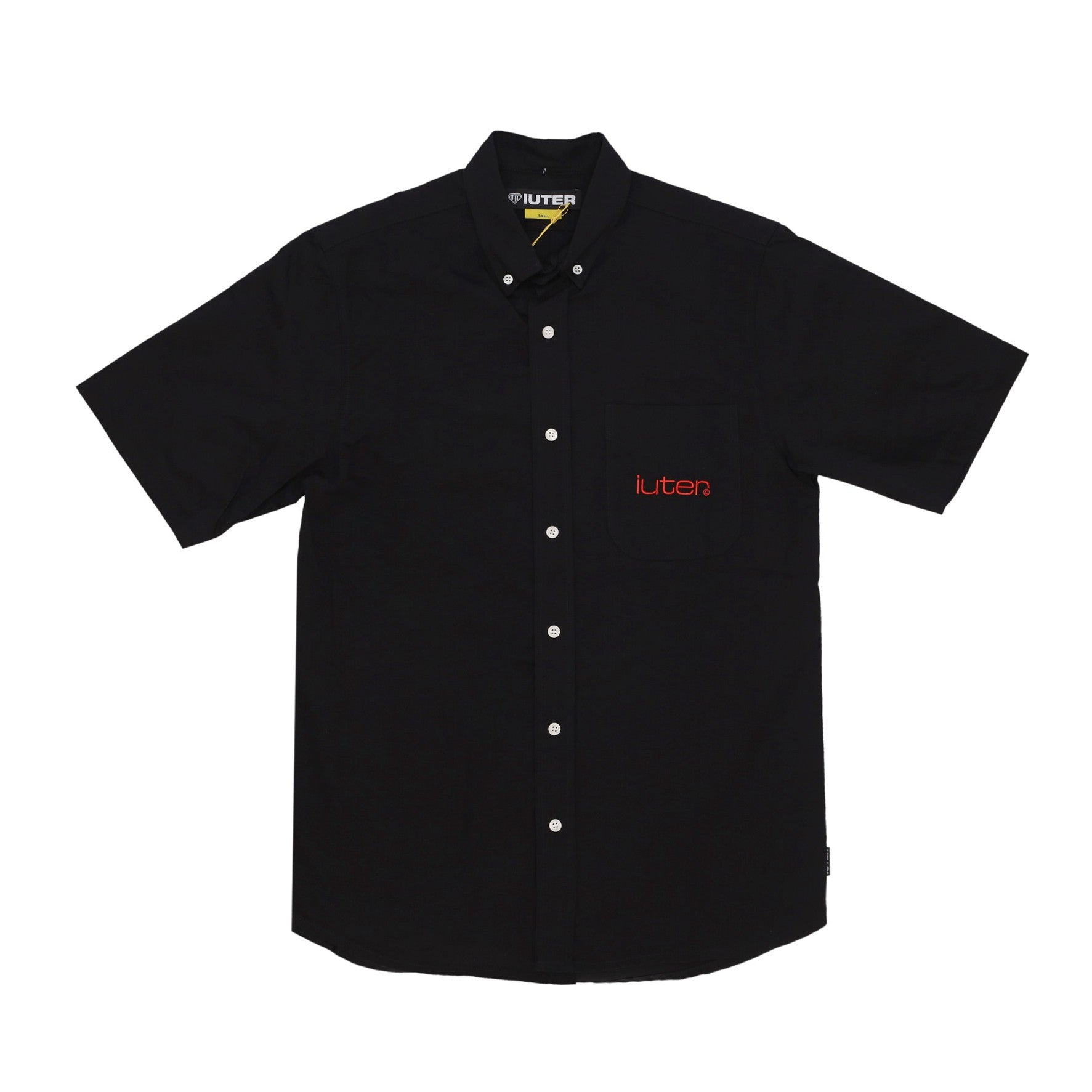 Iuter, Camicia Manica Corta Uomo Grid Shirt, Black