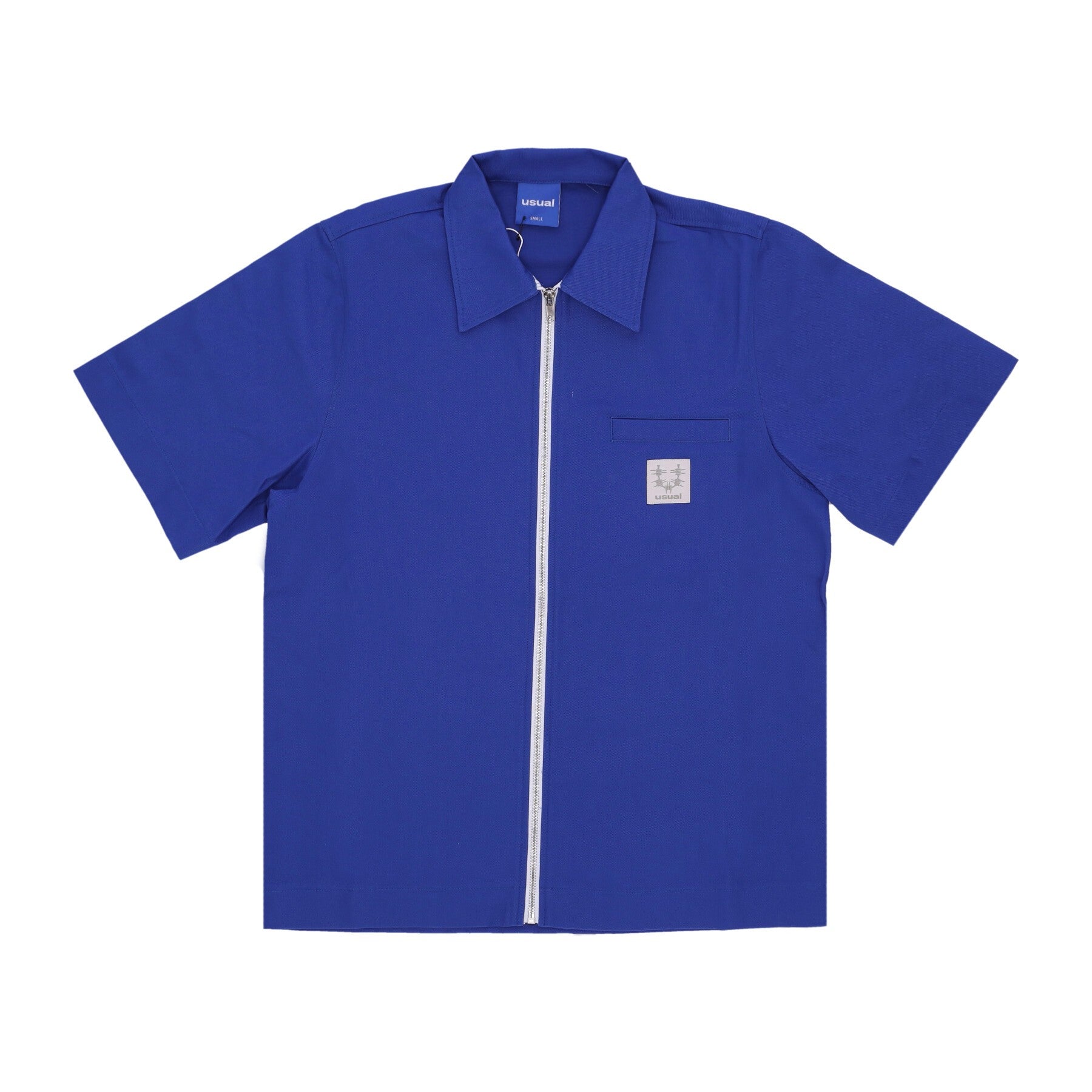 Men's Short Sleeve Shirt Dots Full Zip Shirt Royal Blue