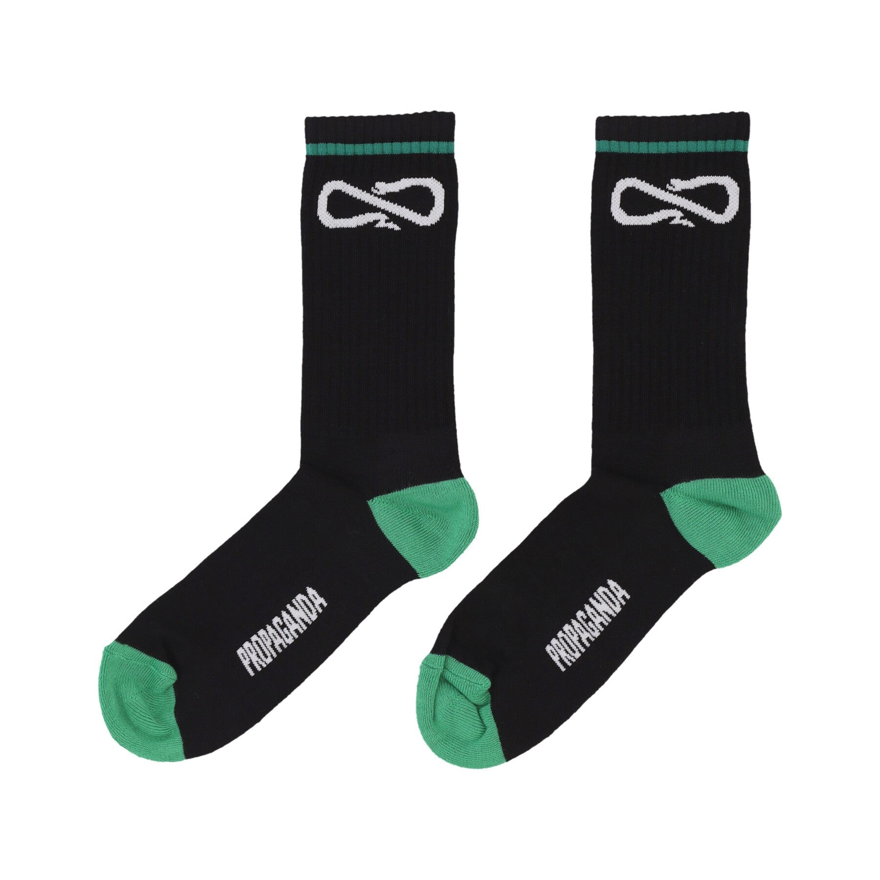 Propaganda, Calza Media Uomo Logo Socks, Black/green