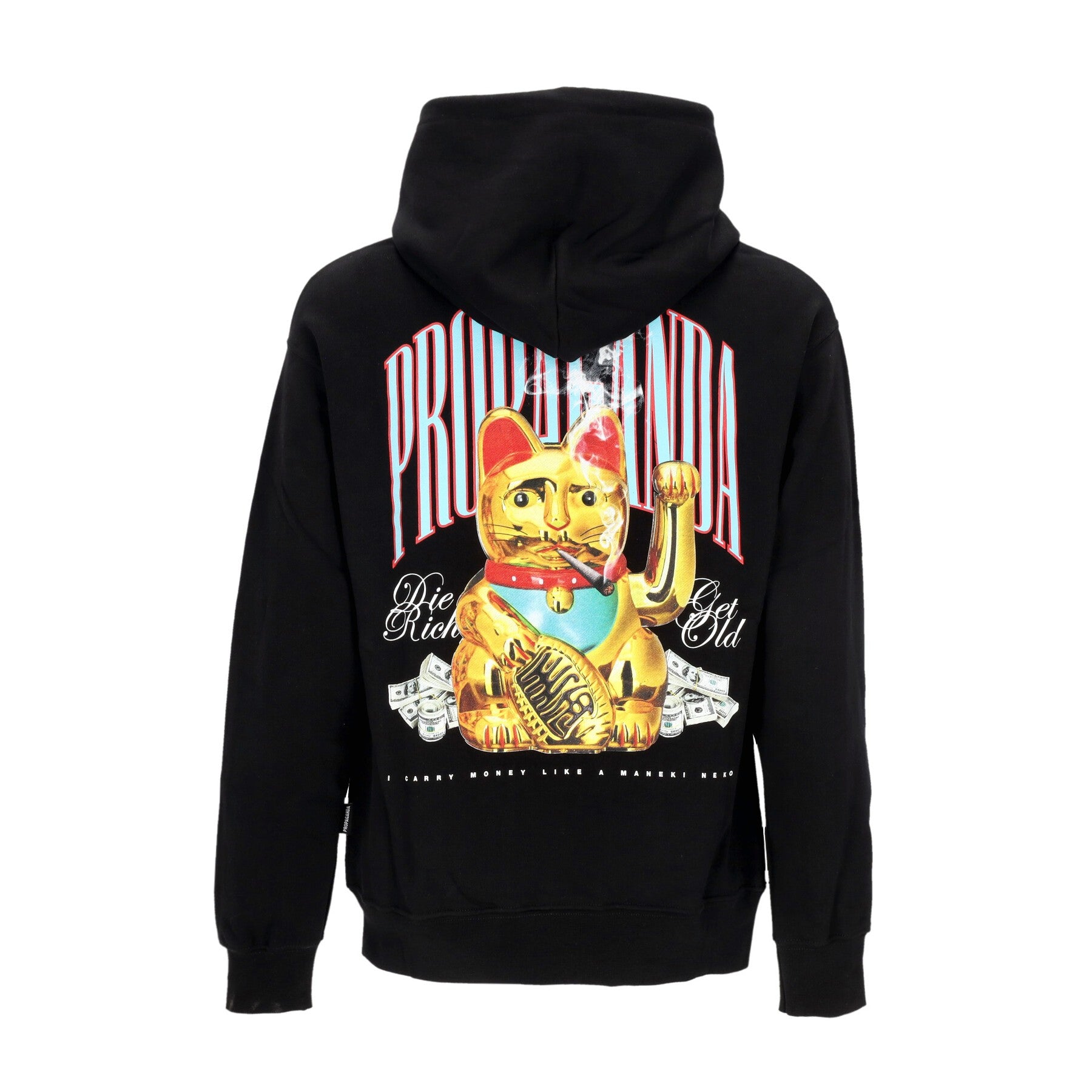 Propaganda, Felpa Leggera Cappuccio Uomo Maneki Hoodie, Black