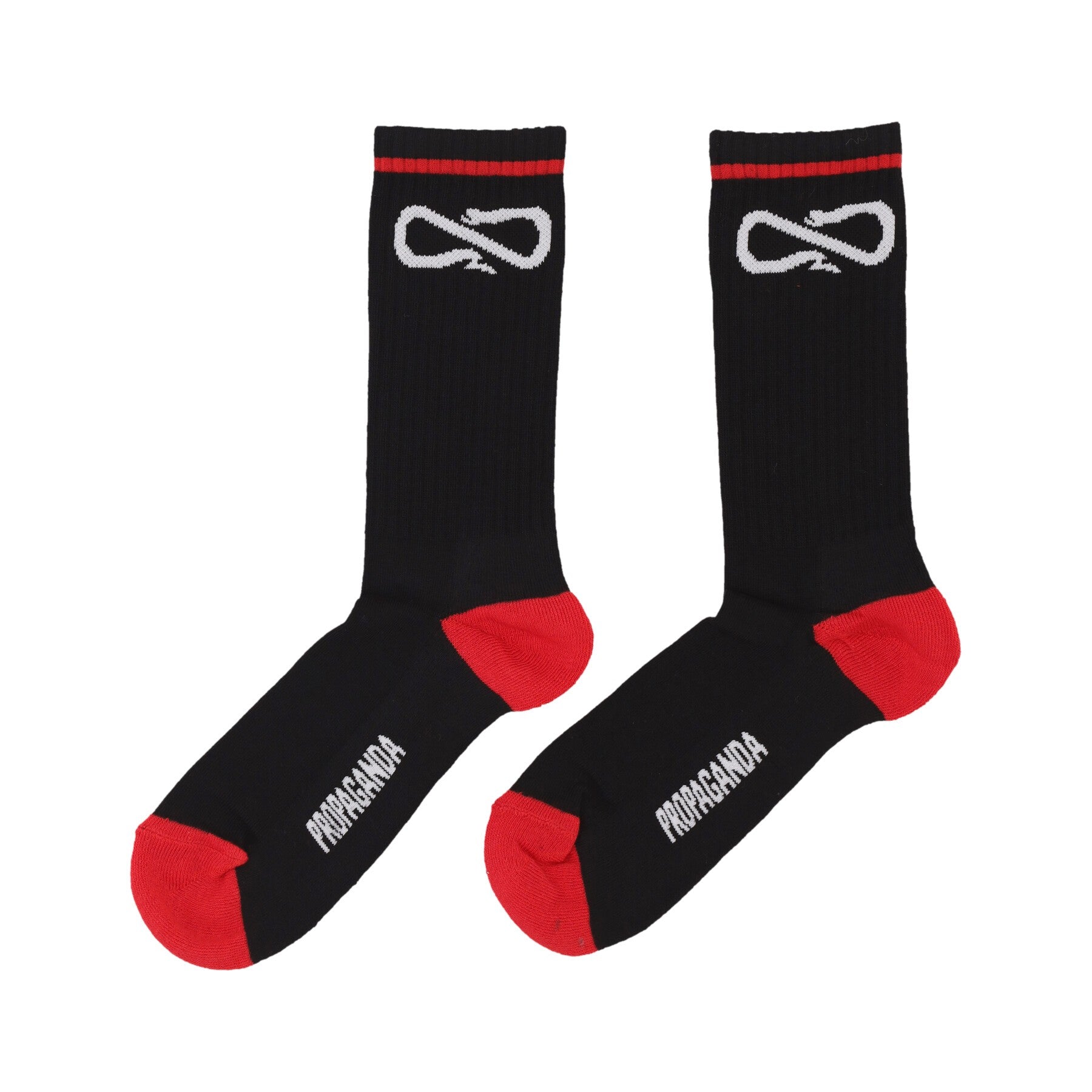 Propaganda, Calza Media Uomo Logo Socks, Black/red