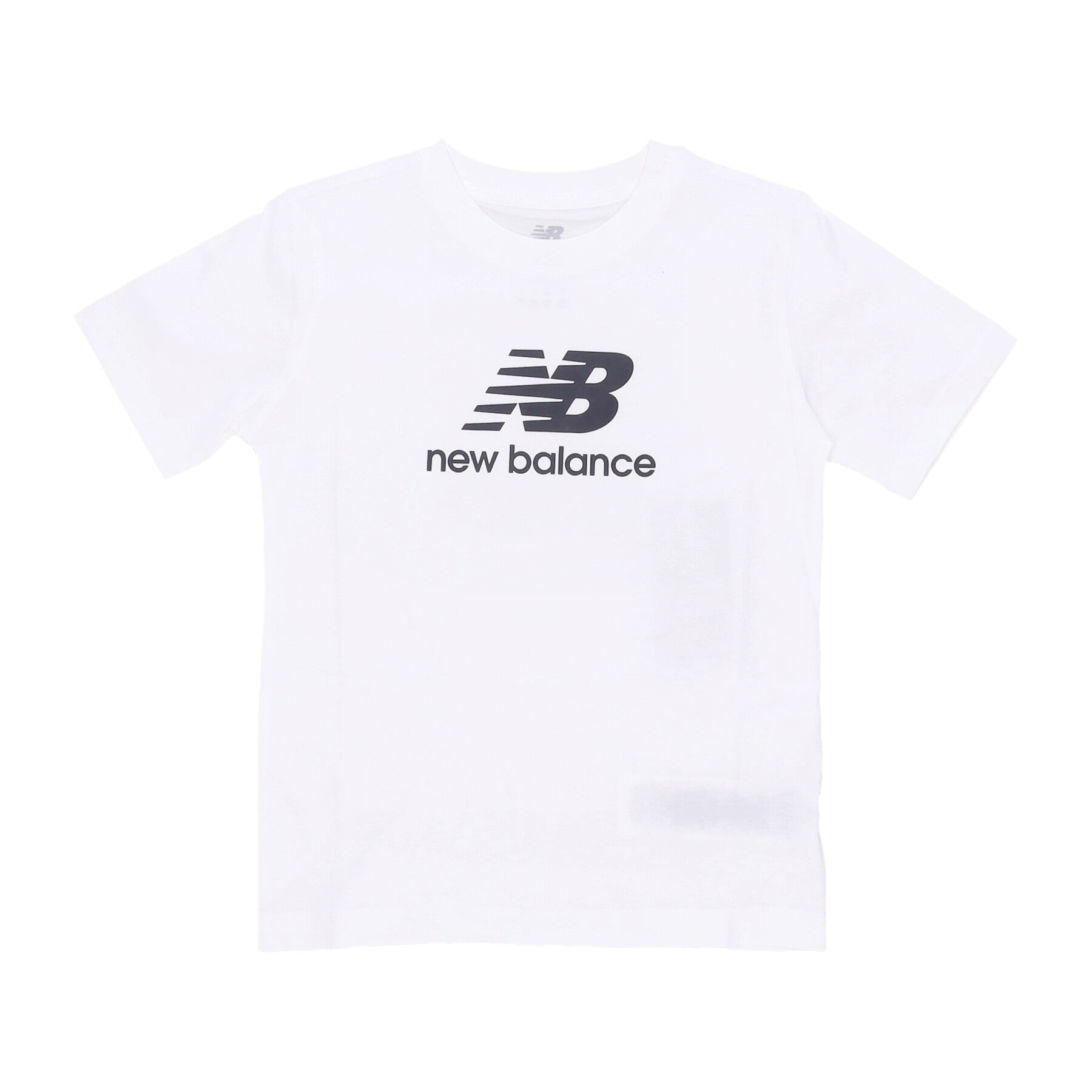 New Balance, Maglietta Ragazzo Essentials Stacked Logo Jersey Tee, White
