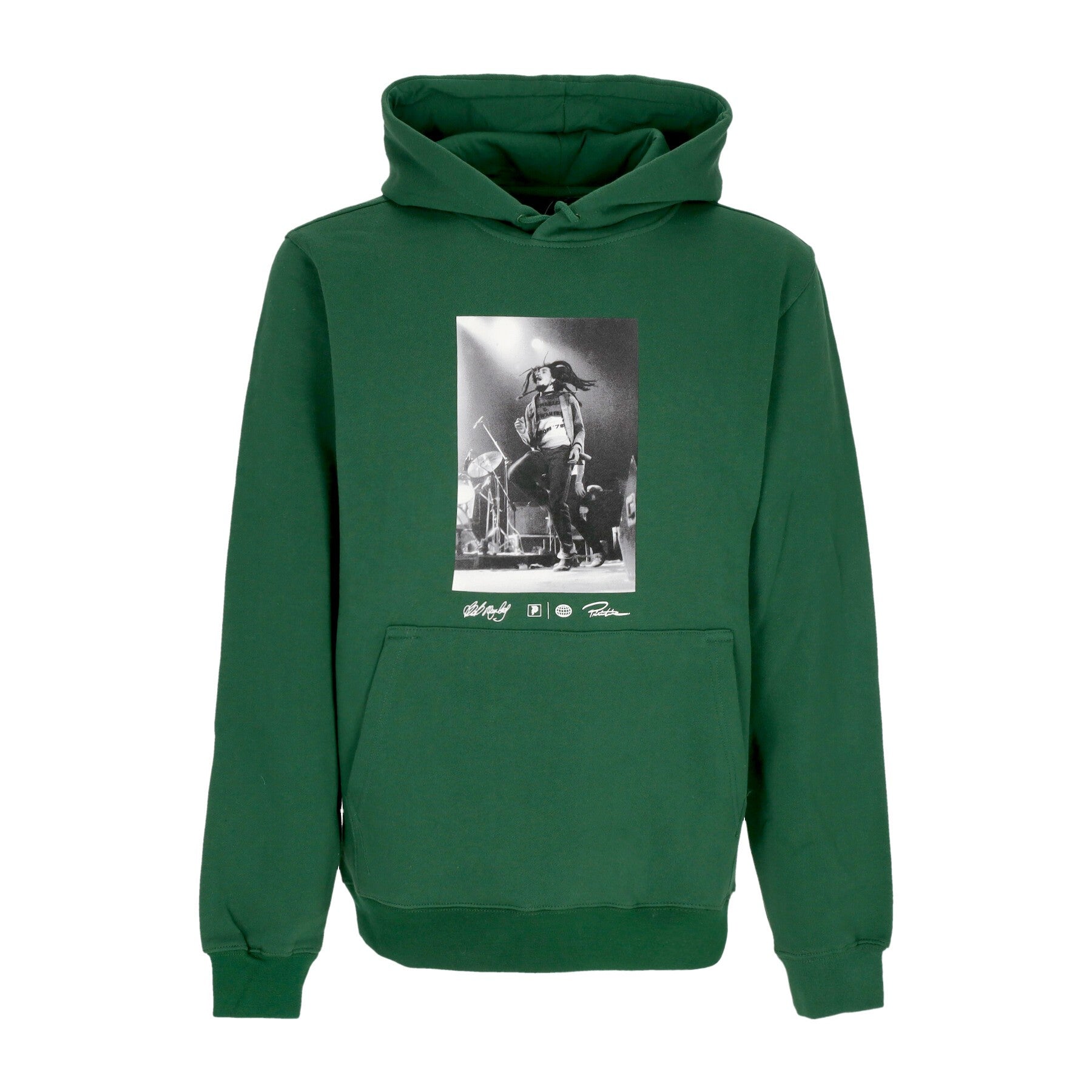 Primitive, Felpa Cappuccio Uomo Heartache Hoodie X Bob Marley, Forest Green
