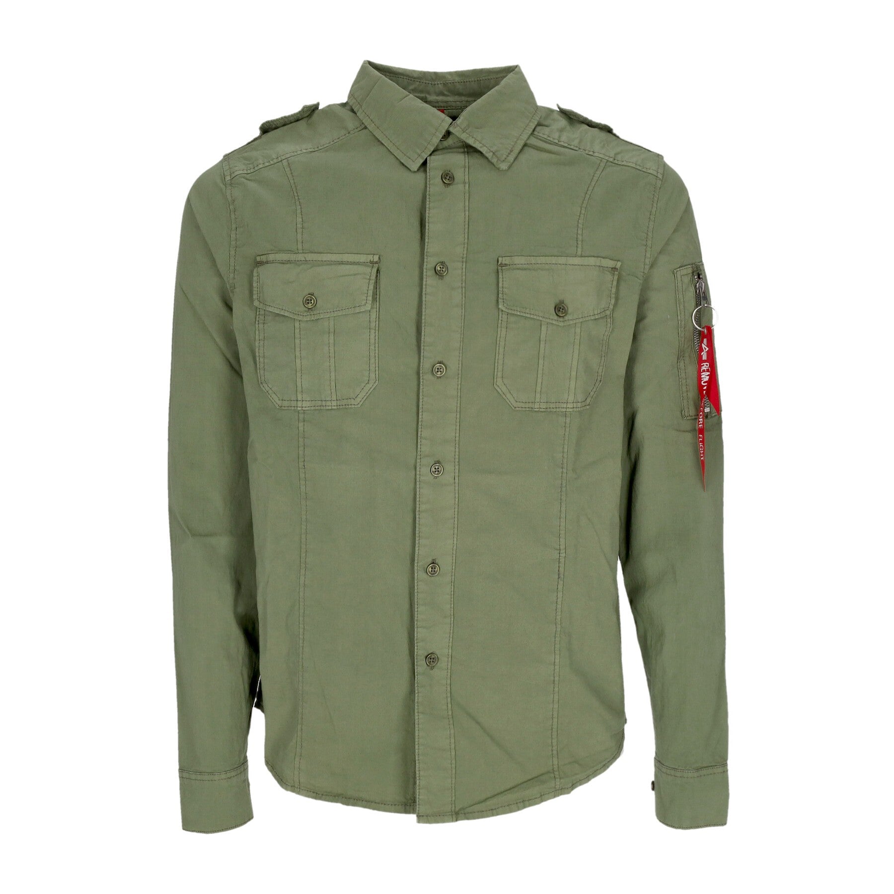 Alpha Industries, Camicia Manica Lunga Uomo Basic Shirt, Sage Green