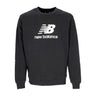 New Balance, Felpa Leggera Girocollo Uomo Essentials Stacked Logo French Terry Crewneck, Black