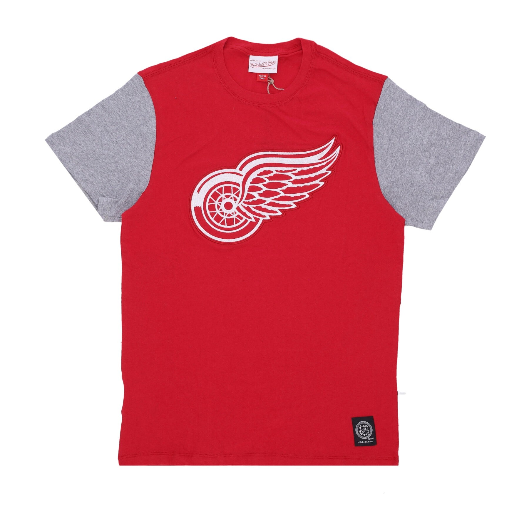 Mitchell & Ness, Maglietta Uomo Nhl Color Blocked Tee Detwin, Scarlet