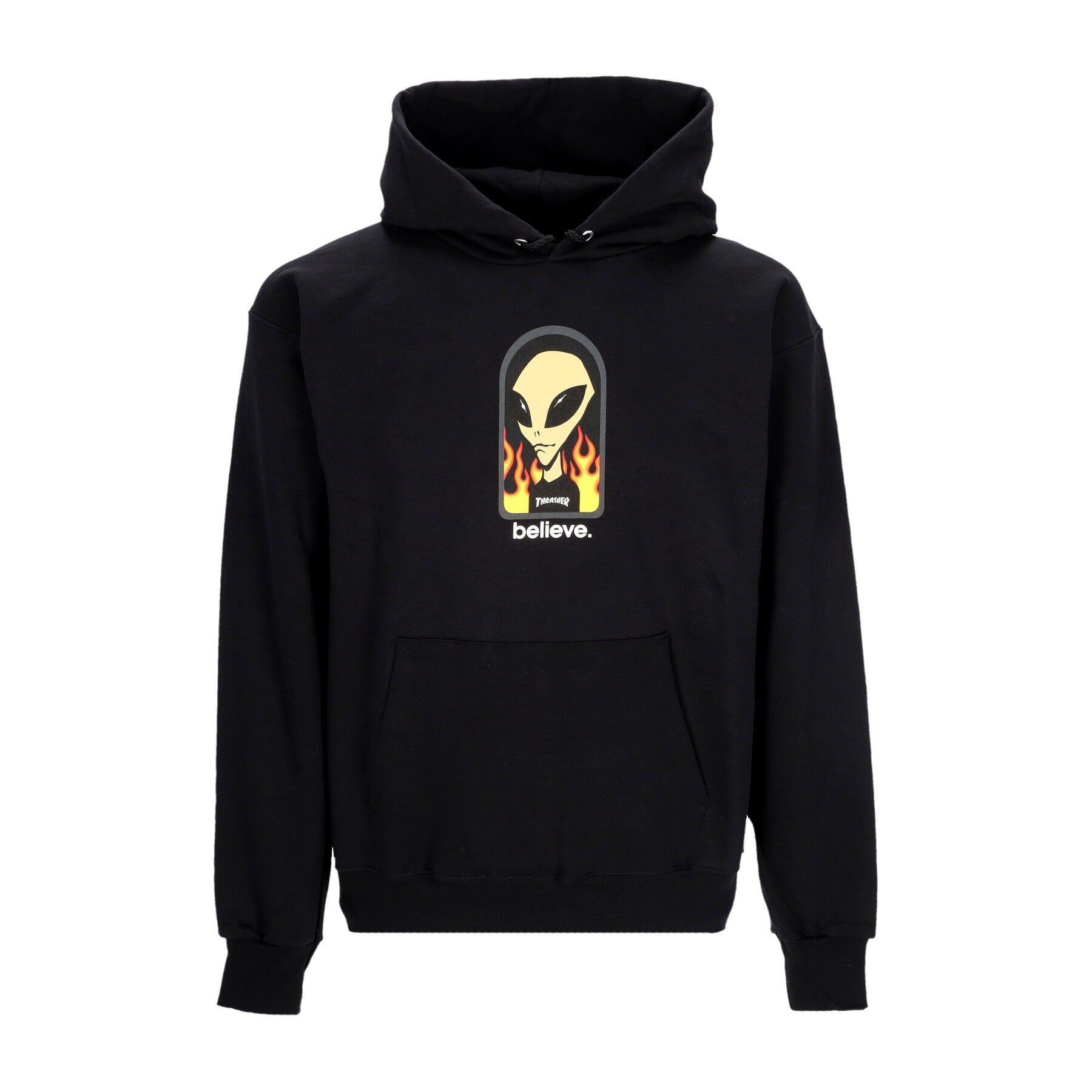 Thrasher, Felpa Cappuccio Uomo Believe Hoodie X Aws, Black