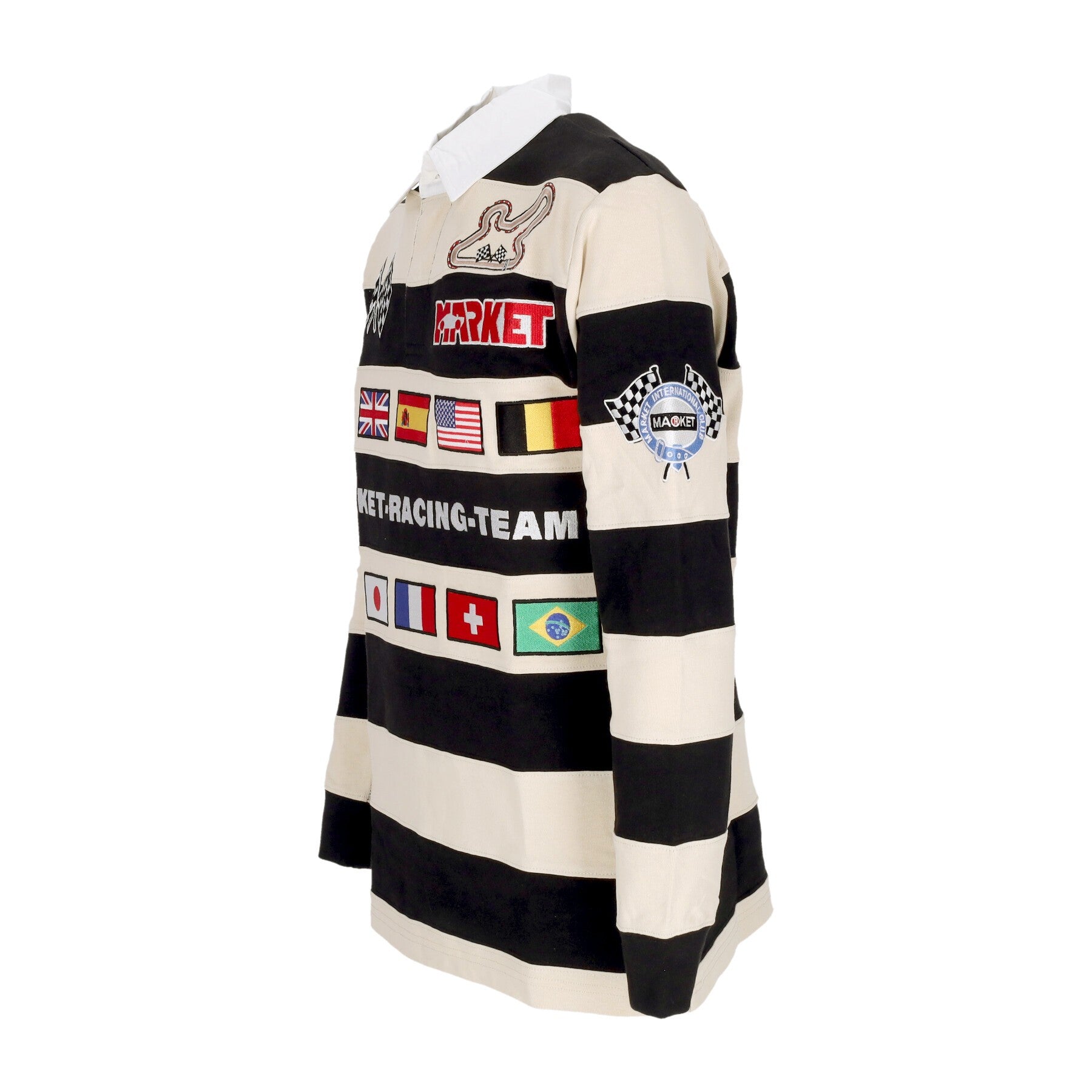 Market, Polo Manica Lunga Uomo Grand Prix Rugby Shirt, 