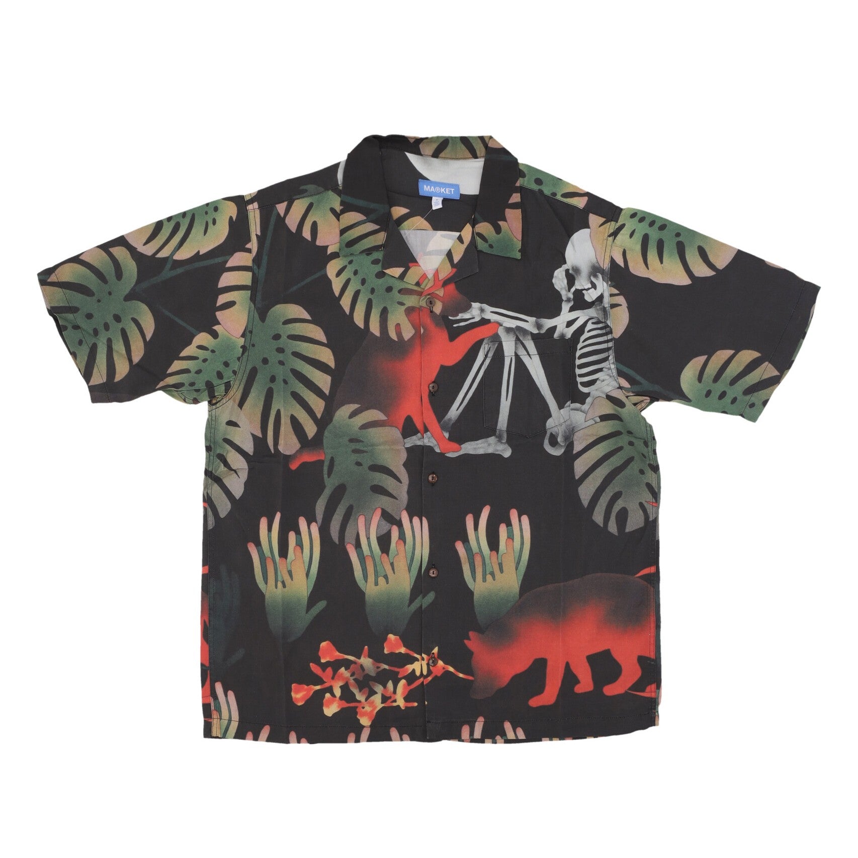 Market, Camicia Manica Corta Uomo Vision Quest Button Up Shirt, Black