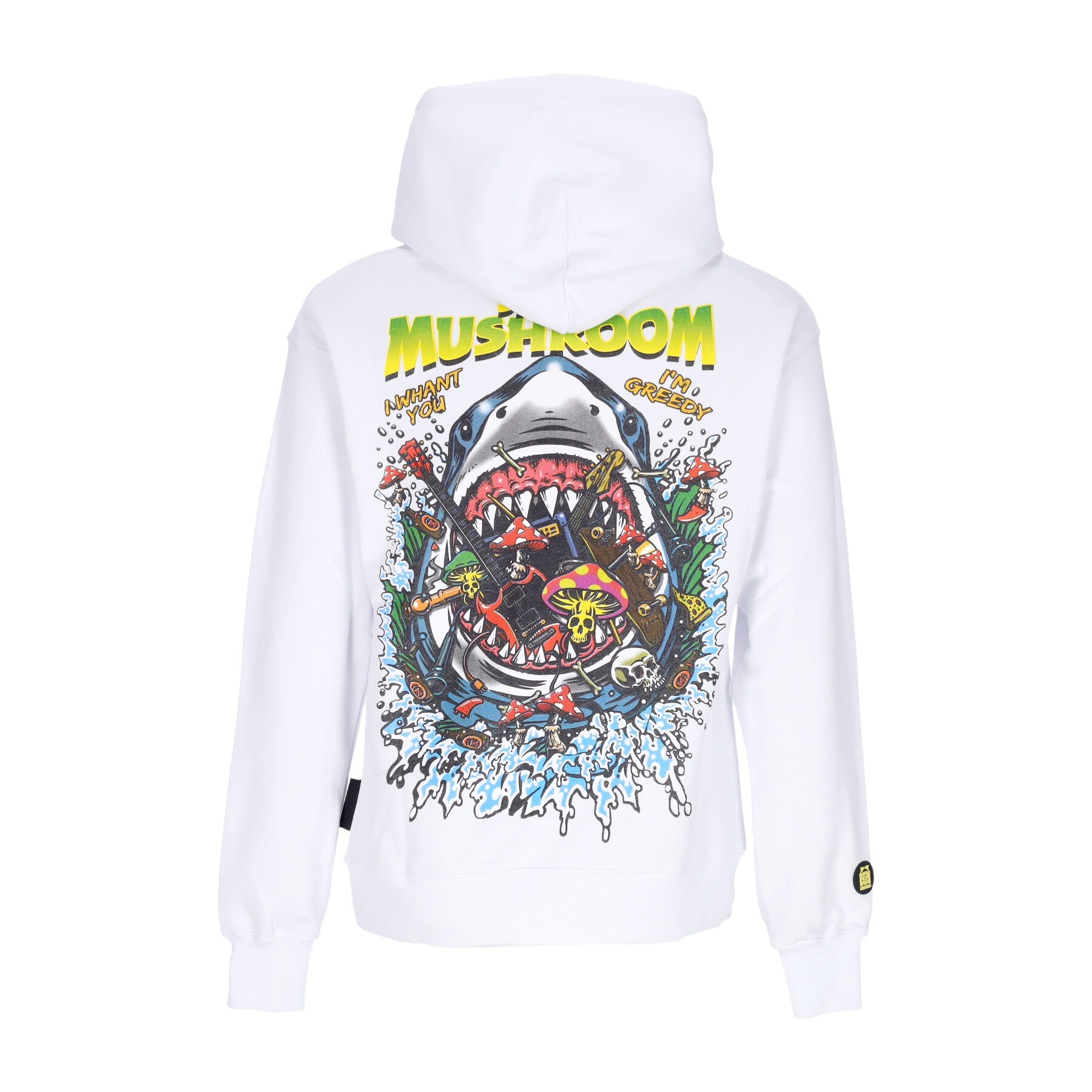 Mushroom, Felpa Leggera Cappuccio Uomo Shark Hoodie, White