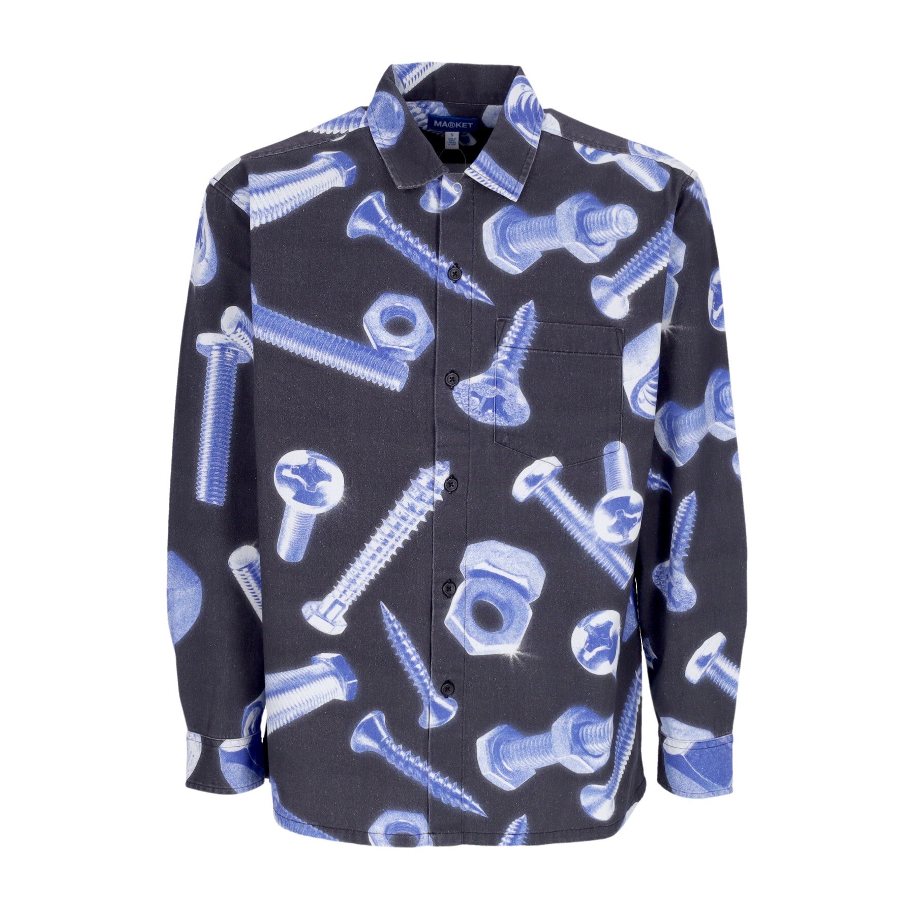 Market, Camicia Manica Lunga Uomo Hardware Supply L/s Button Up Shirt, Black