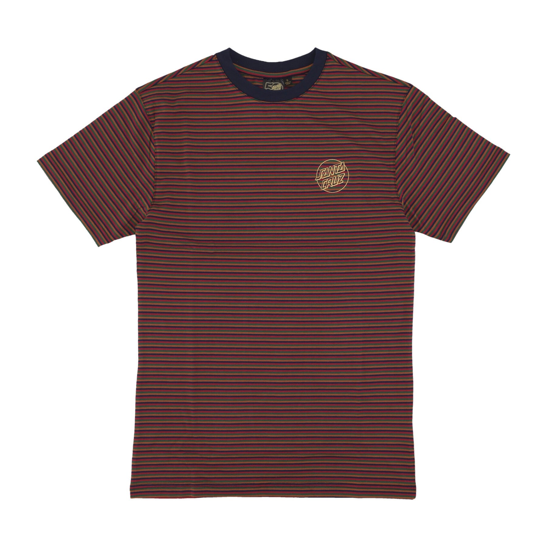 Santa Cruz, Maglietta Uomo 50th Opus Dot Chest Tee, Multi Stripe