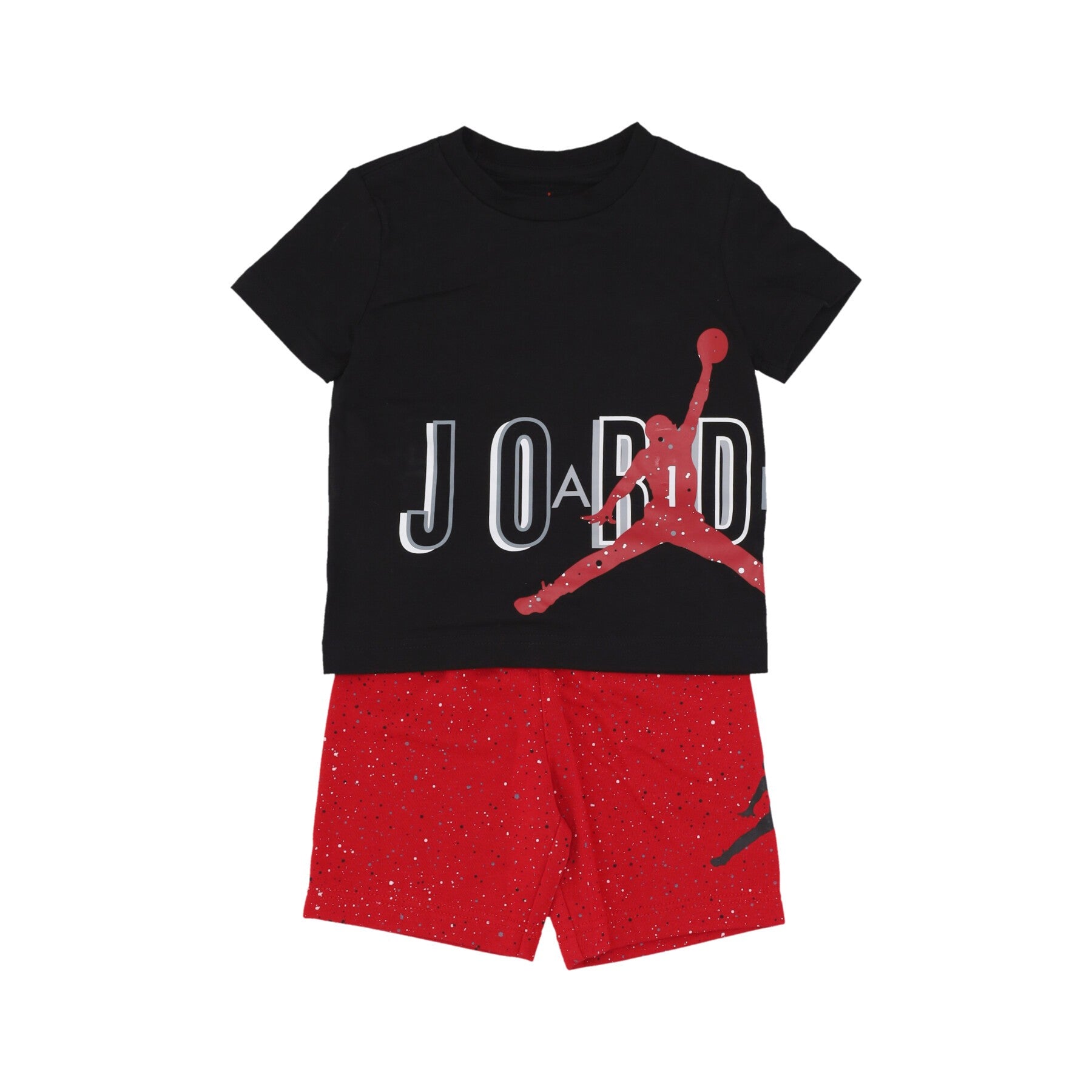 Jordan, Set T-shirt+pantaloncino Bambino Speckle Air Jumbled Set, Gym Red
