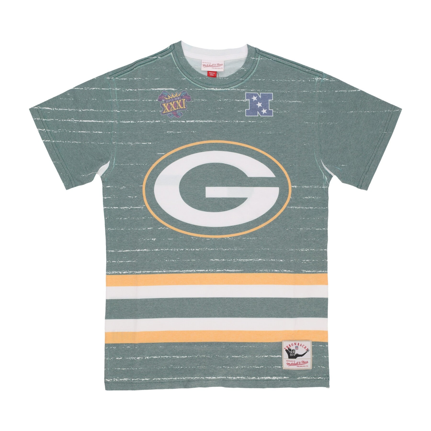 Mitchell & Ness, Maglietta Uomo Nfl Jumbotron 3.0 Sublimated Tee Grepac, Multi/white