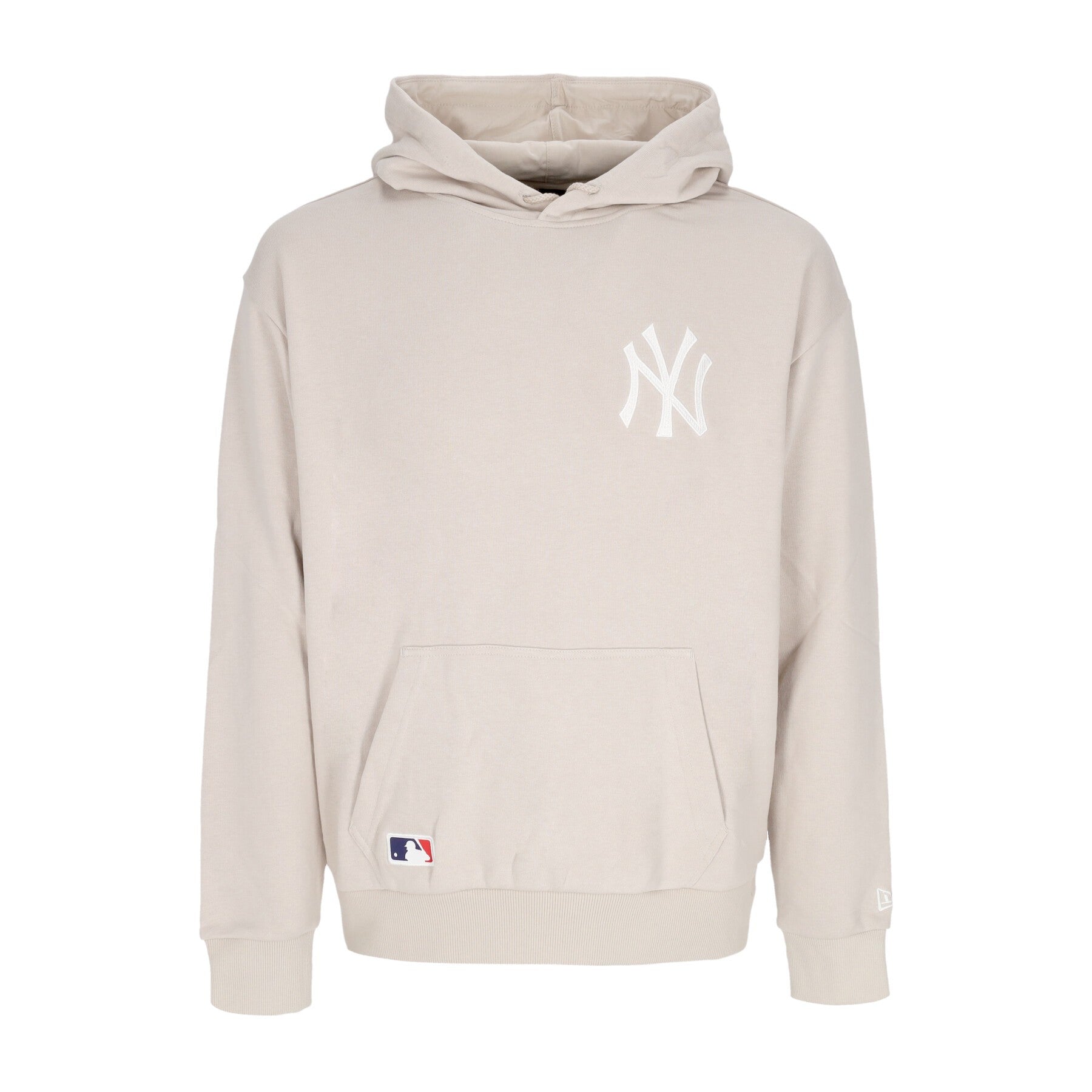 New Era, Felpa Leggera Cappuccio Uomo Mlb League Essentials Os Hoodie Neyyan, Stone/white