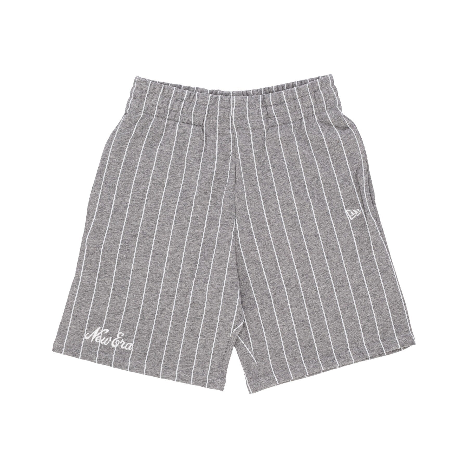 New Era, Pantalone Corto Tuta Uomo Ne Pinstripe Shorts, Heather Grey/white