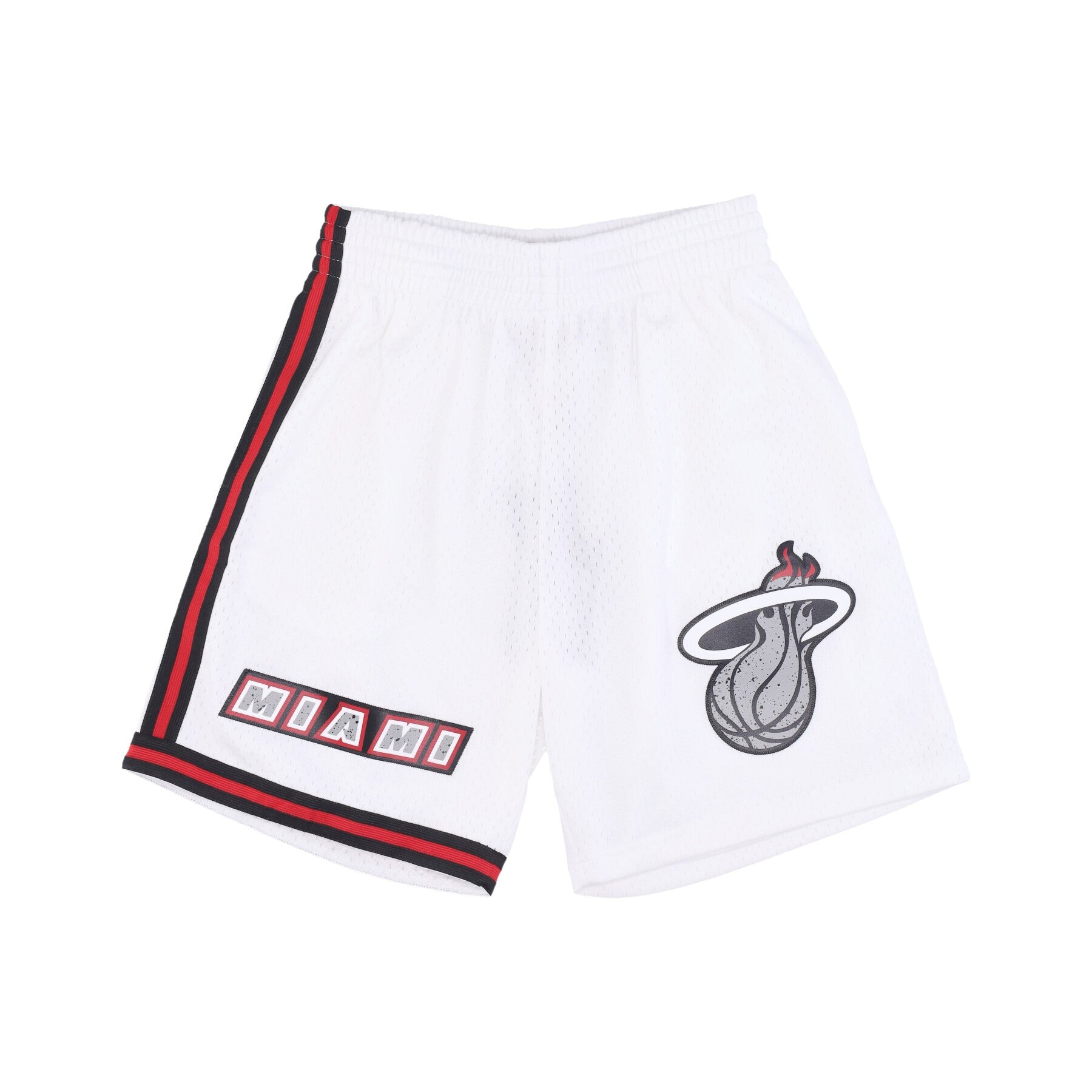 Mitchell & Ness, Pantaloncino Basket Uomo Nba Cracked Cement Swingman Short 1996 Miahea, White