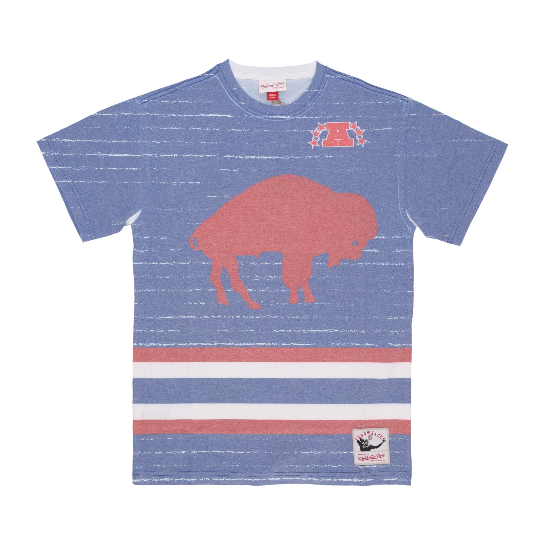 Mitchell & Ness, Maglietta Uomo Nfl Jumbotron 3.0 Sublimated Tee Bufbil, Multi/white