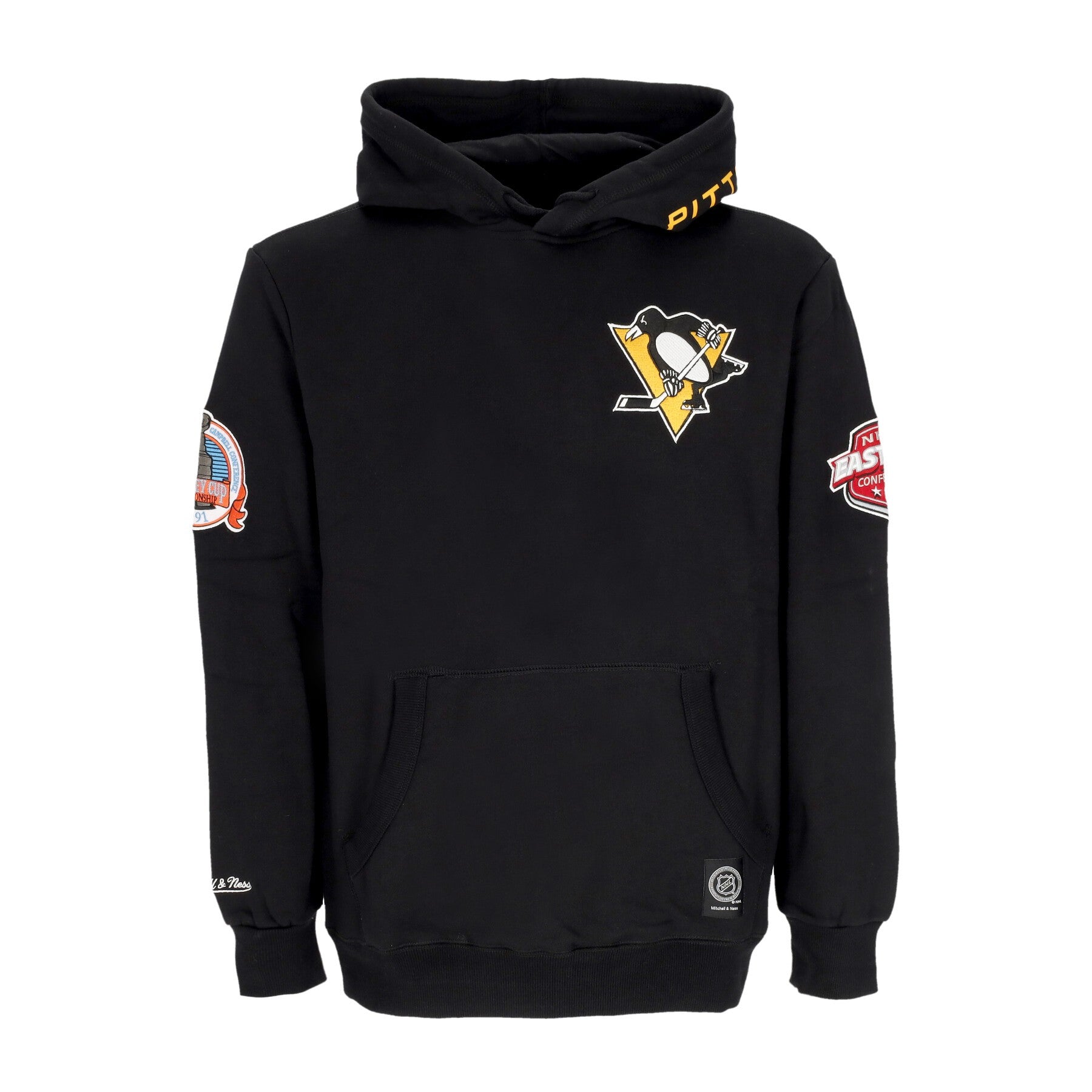 Mitchell & Ness, Felpa Cappuccio Uomo Nhl Hometown Fleece Hoodie Pitpen, Black