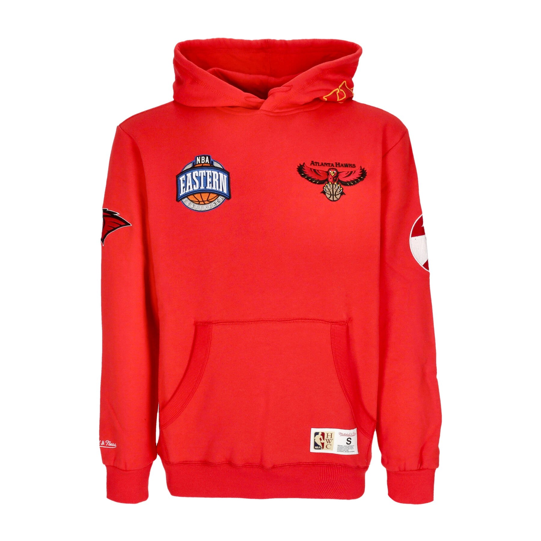 Mitchell & Ness, Felpa Cappuccio Uomo Nba Hometown Fleece Hoodie Atlhaw, Red