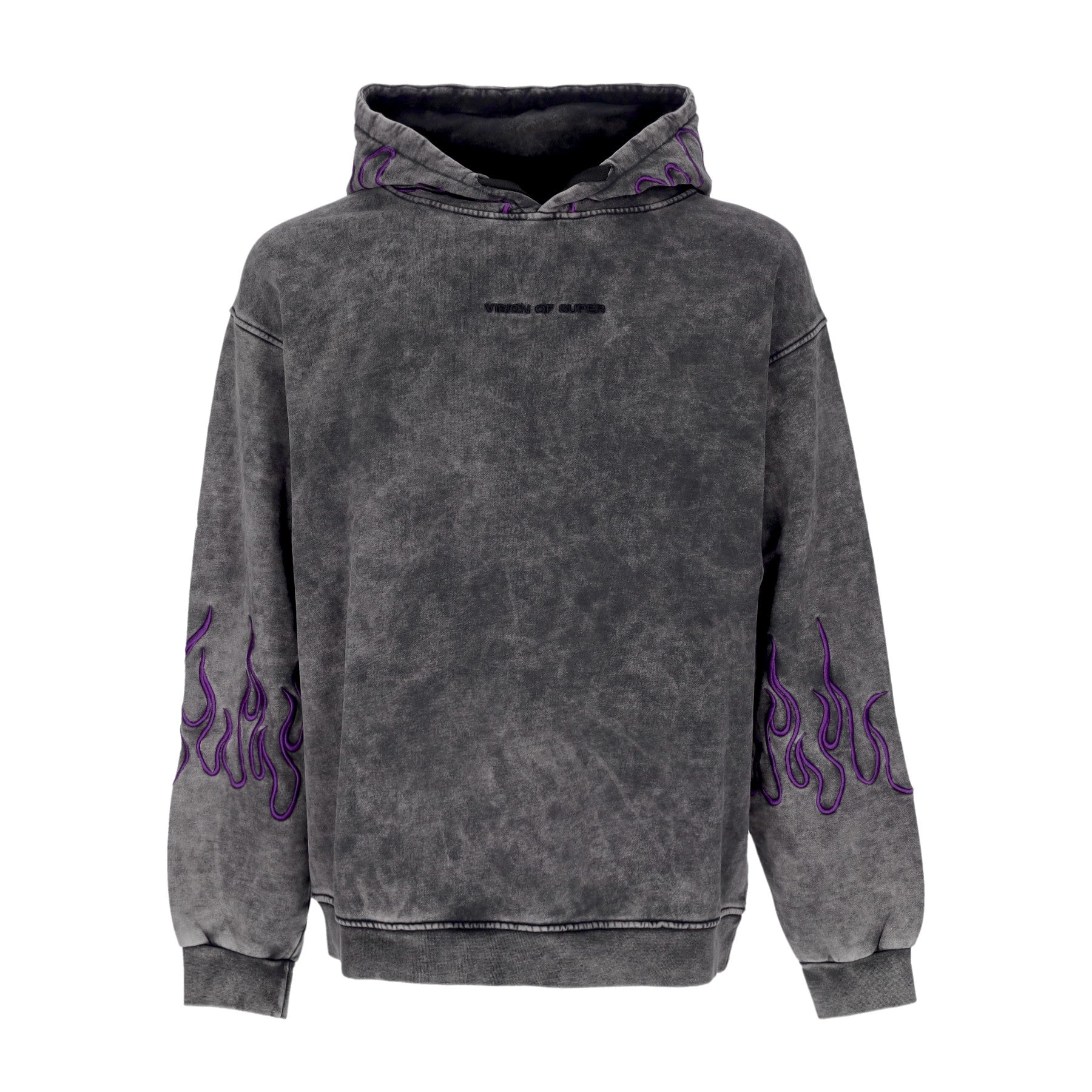 Men's Hoodie Embroidered Flames Hoodie Grey/purple
