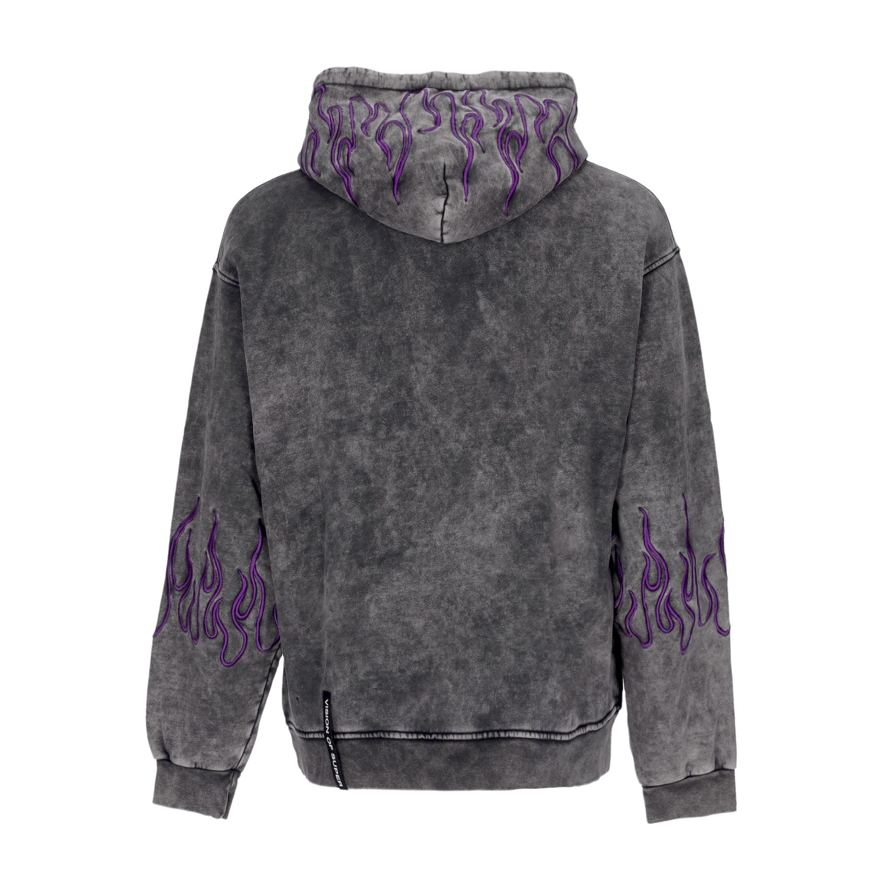 Men's Hoodie Embroidered Flames Hoodie Grey/purple