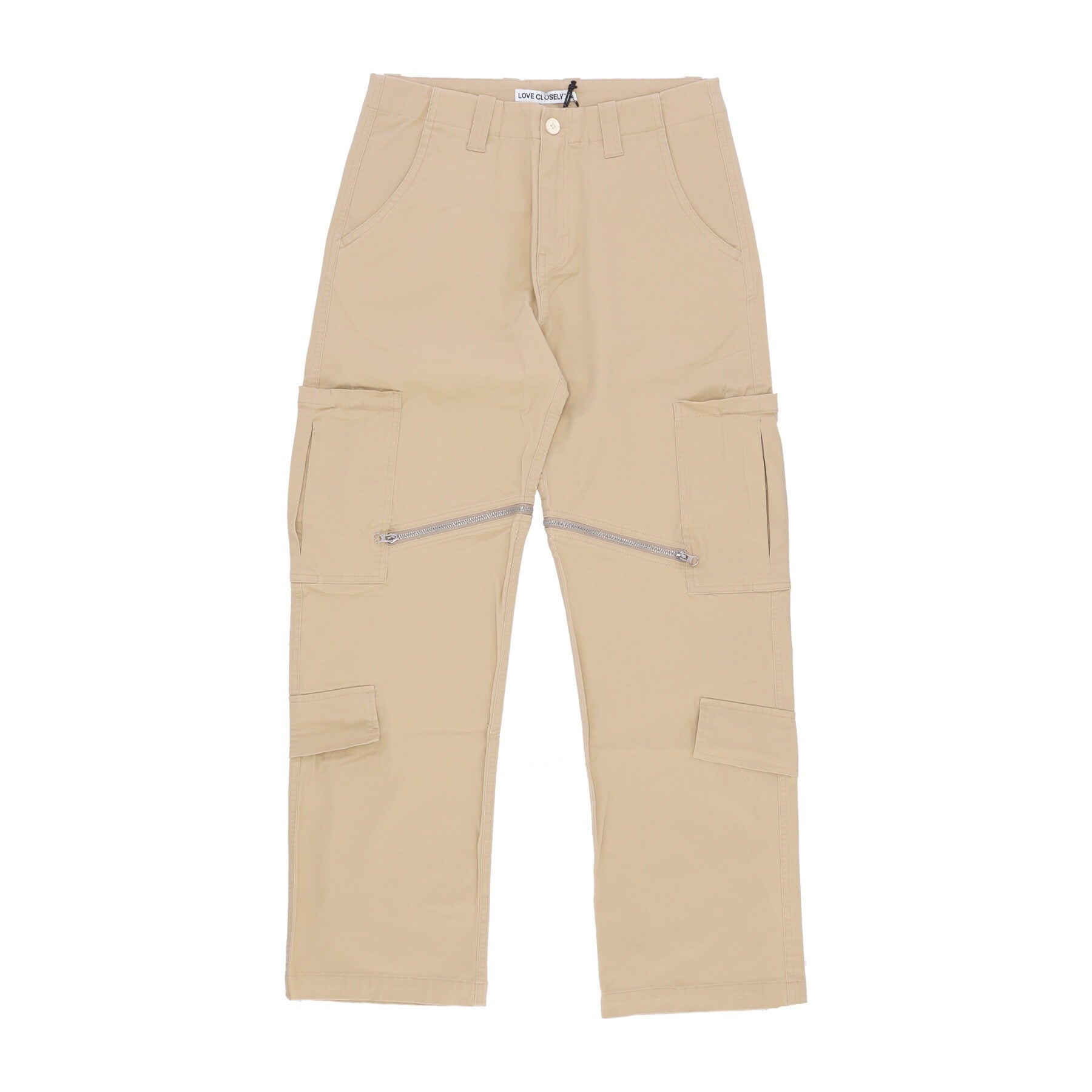 Love Closely, Pantalone Lungo Uomo Cargos, Cream