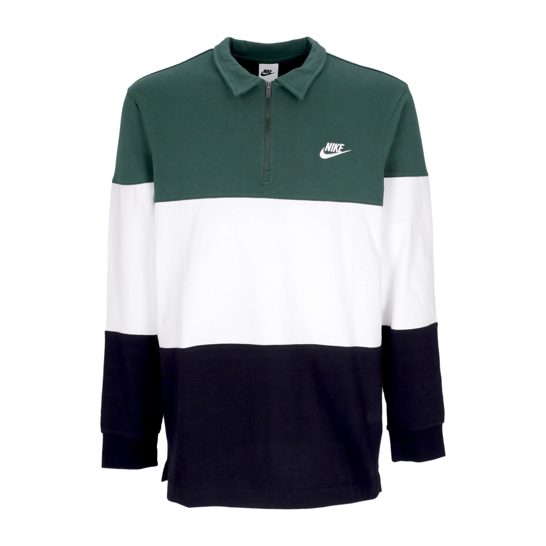 Nike, Polo Manica Lunga Uomo Club Plus Colourblock L/s Top, Fir/white/black/white