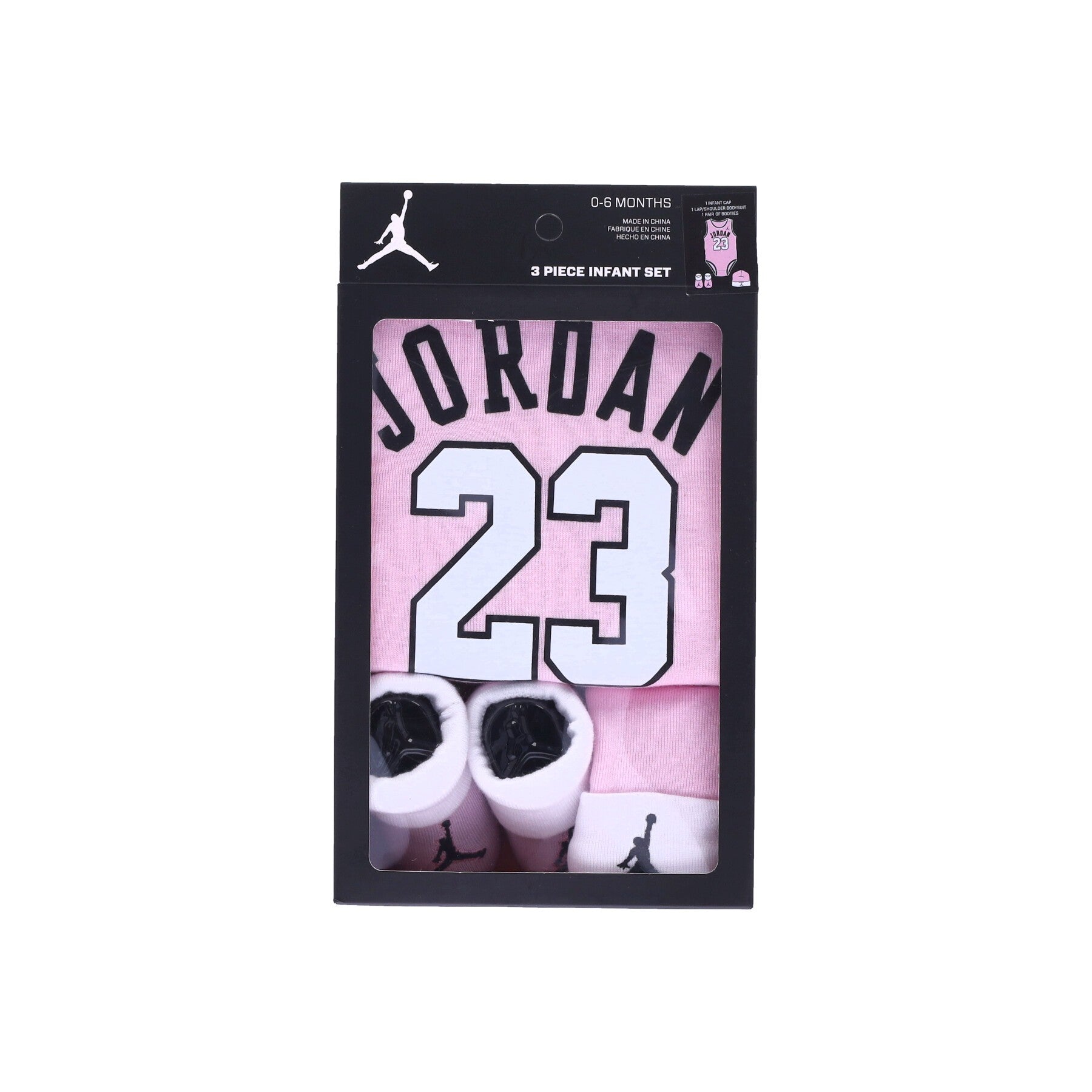 Set Body+cappellino+calze Neonato Jordan 23 Jersey Pink Foam