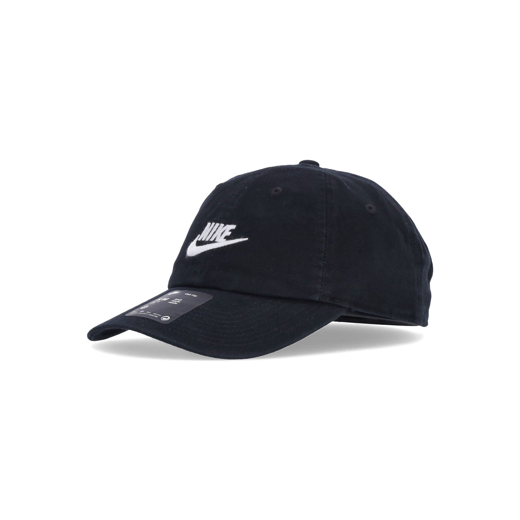Nike, Cappellino Visiera Curva Uomo Club Futura Washed Cap, Black/white