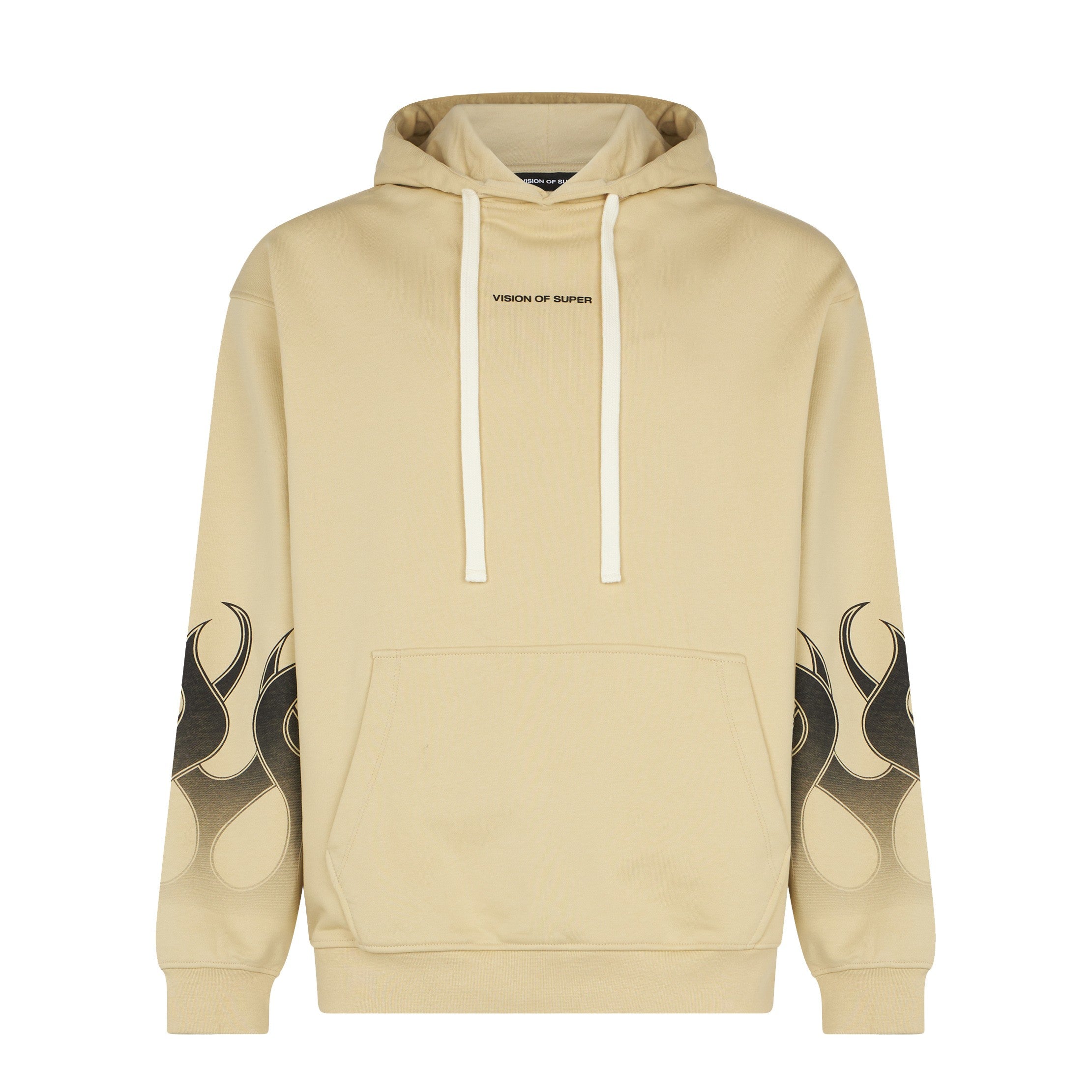 Vision Of Super, Felpa Leggera Cappuccio Uomo Flames Hoodie, Sand/black