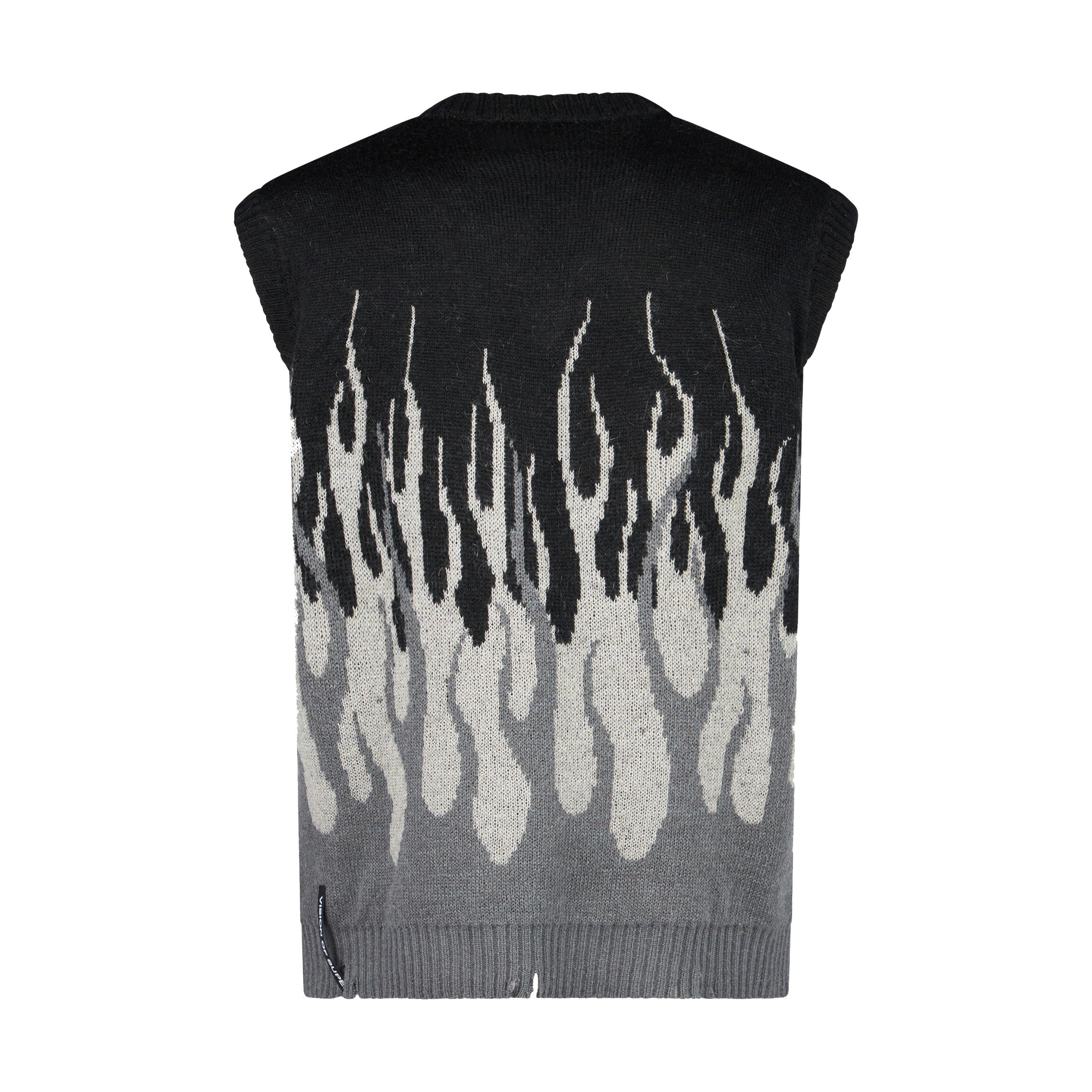 Vision Of Super, Pullover Smanicato Uomo Jacquard Flames Gilet, 