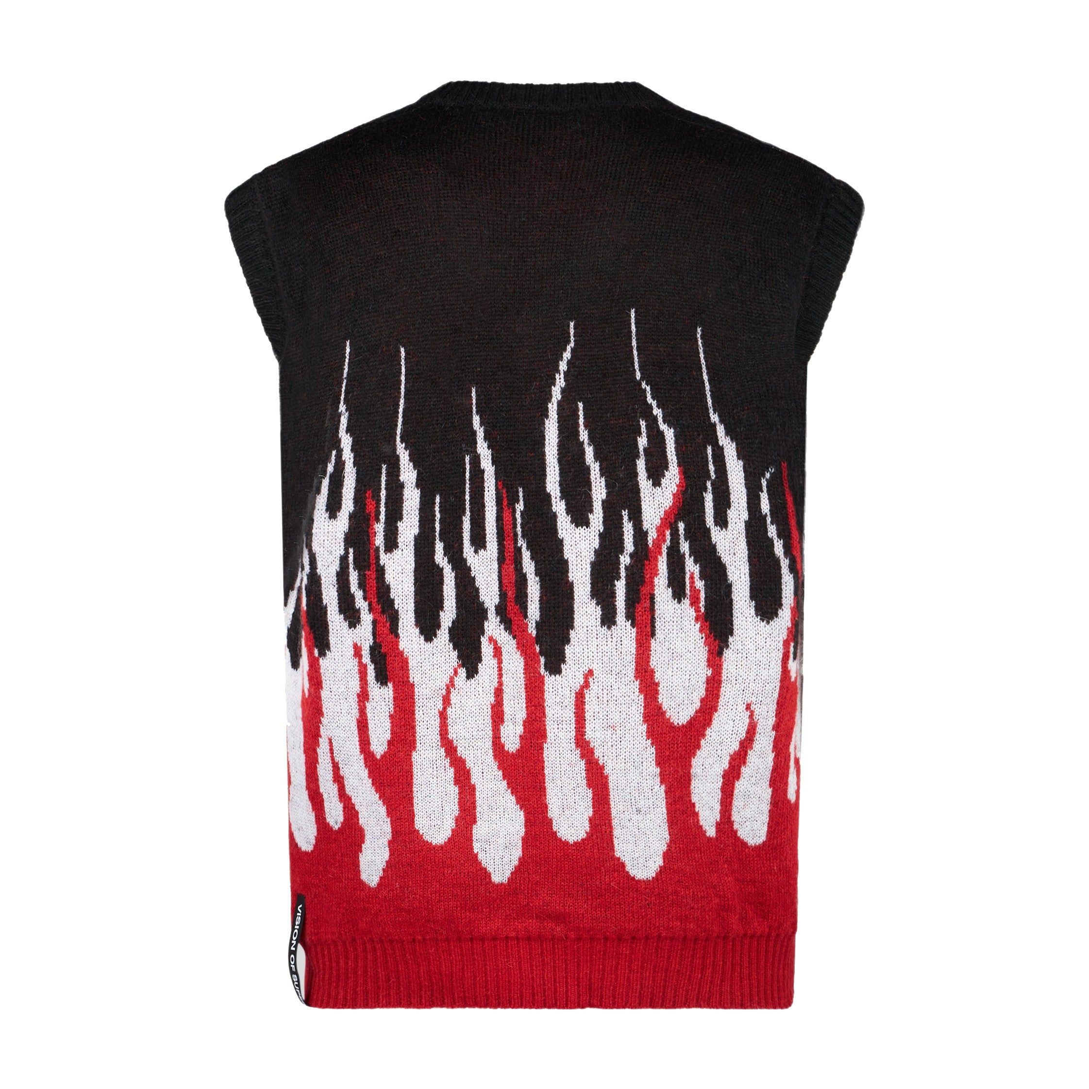 Vision Of Super, Pullover Smanicato Uomo Jacquard Flames Gilet, 