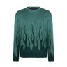 Vision Of Super, Maglione Uomo Jacquard Flames Jumper, Balsam Green