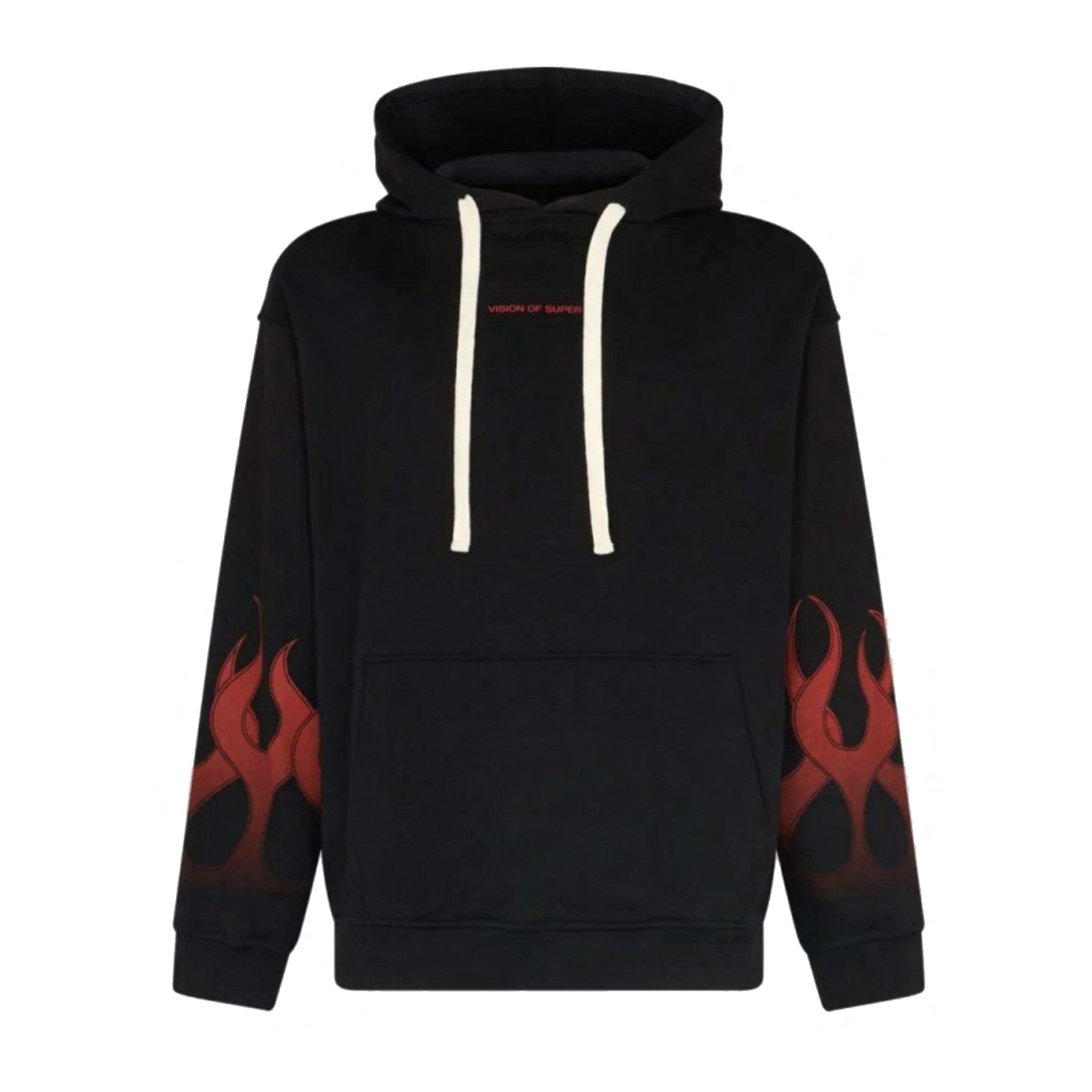 Vision Of Super, Felpa Leggera Cappuccio Uomo Flames Hoodie, Black/red