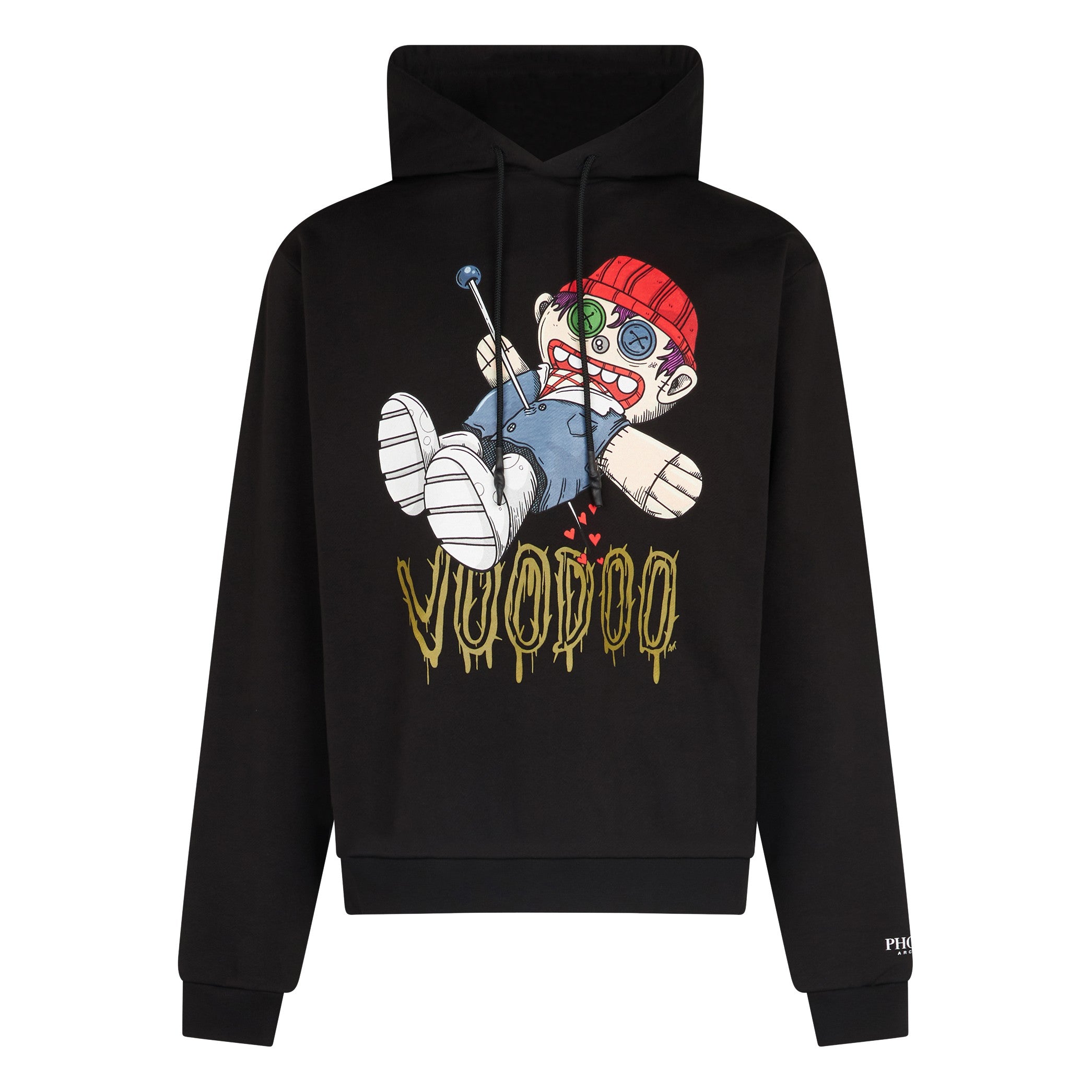 Phobia, Felpa Leggera Cappuccio Uomo Tdc Voodoo Print Hoodie X Testa Di Chezzo, Black