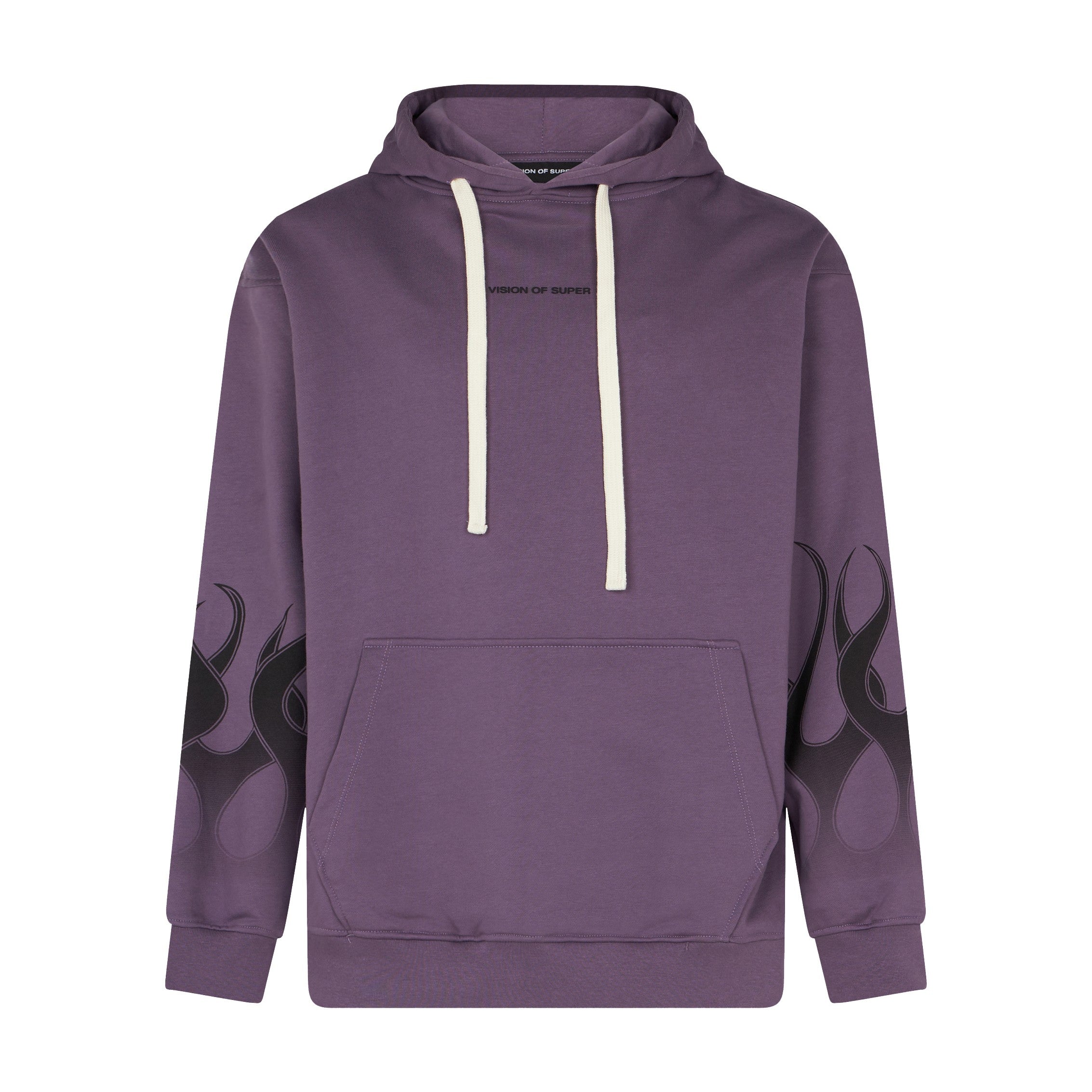 Vision Of Super, Felpa Leggera Cappuccio Uomo Flames Hoodie, Purple/black