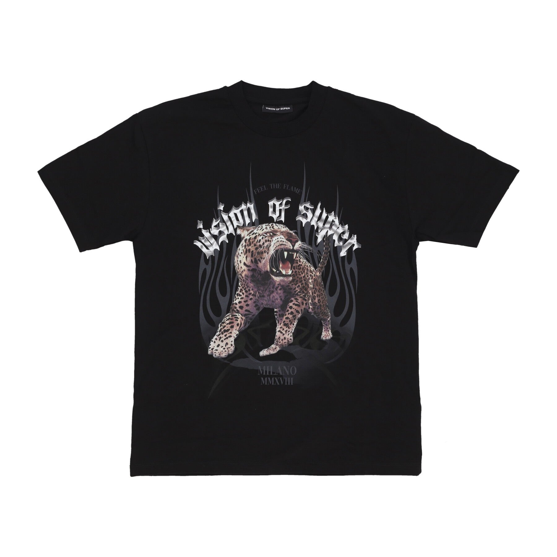 Vision Of Super, Maglietta Uomo Rock Tiger Print Tee, Black