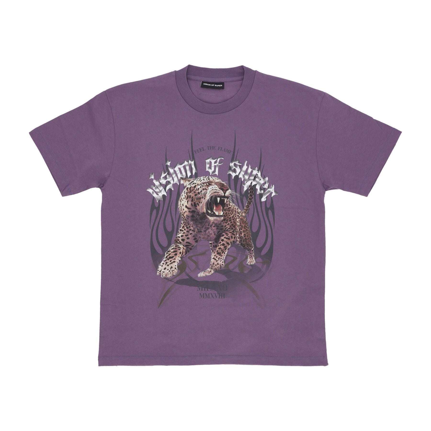 Vision Of Super, Maglietta Uomo Rock Tiger Print Tee, Purple