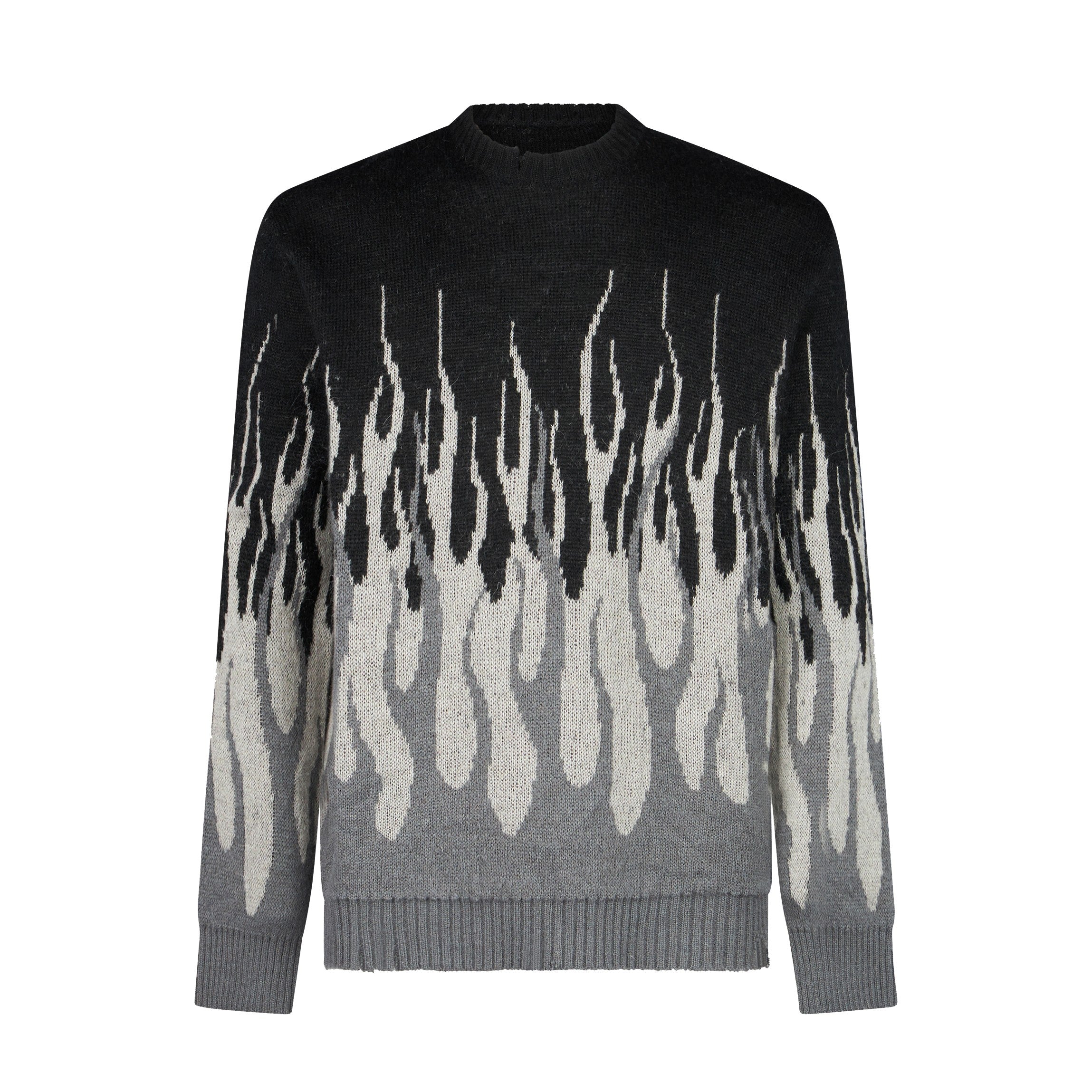 Vision Of Super, Maglione Uomo Jacquard Flames Jumper, Black/grey