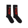 Vision Of Super, Calza Media Uomo Logo Flames Socks, Black/red/white