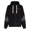 Vision Of Super, Felpa Leggera Cappuccio Zip Uomo Embroidered Flames Open Hoodie, Black/white