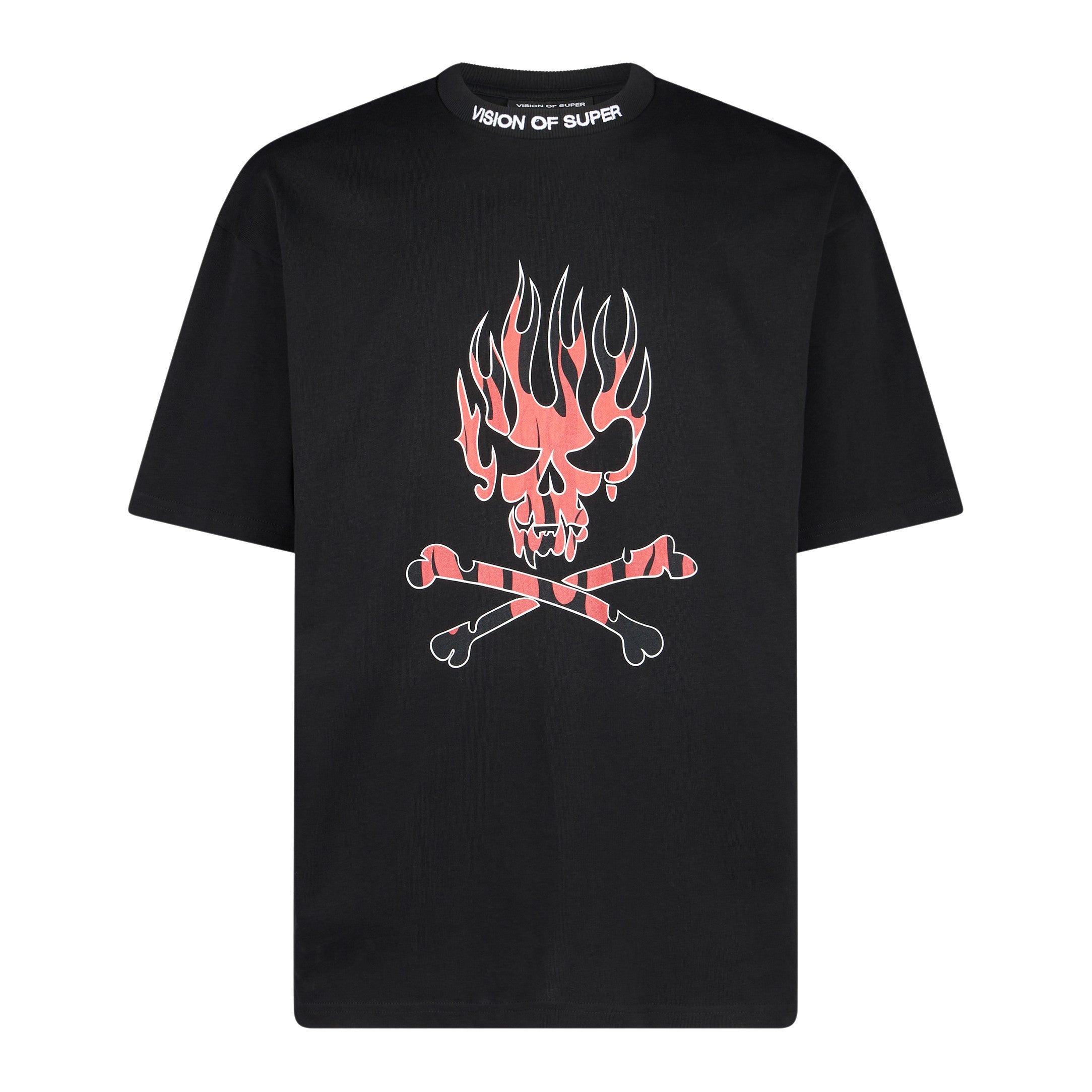 Vision Of Super, Maglietta Uomo Skull Print Tee, Black/red