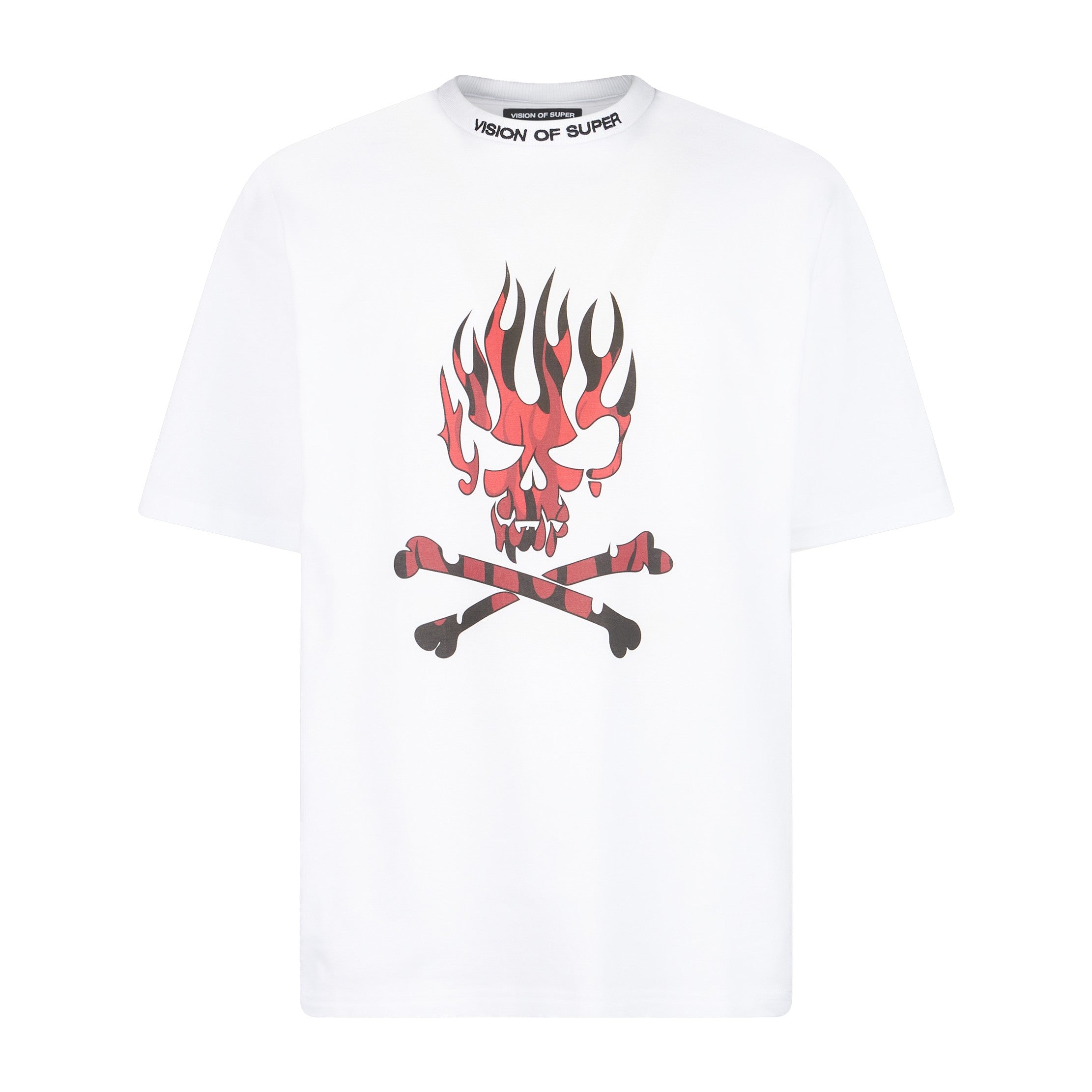 Vision Of Super, Maglietta Uomo Skull Print Tee, White/red