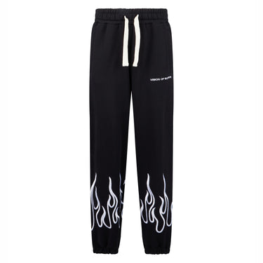 Vision Of Super, Pantalone Tuta Leggero Donna Embroidered Flames Pants, Black/white