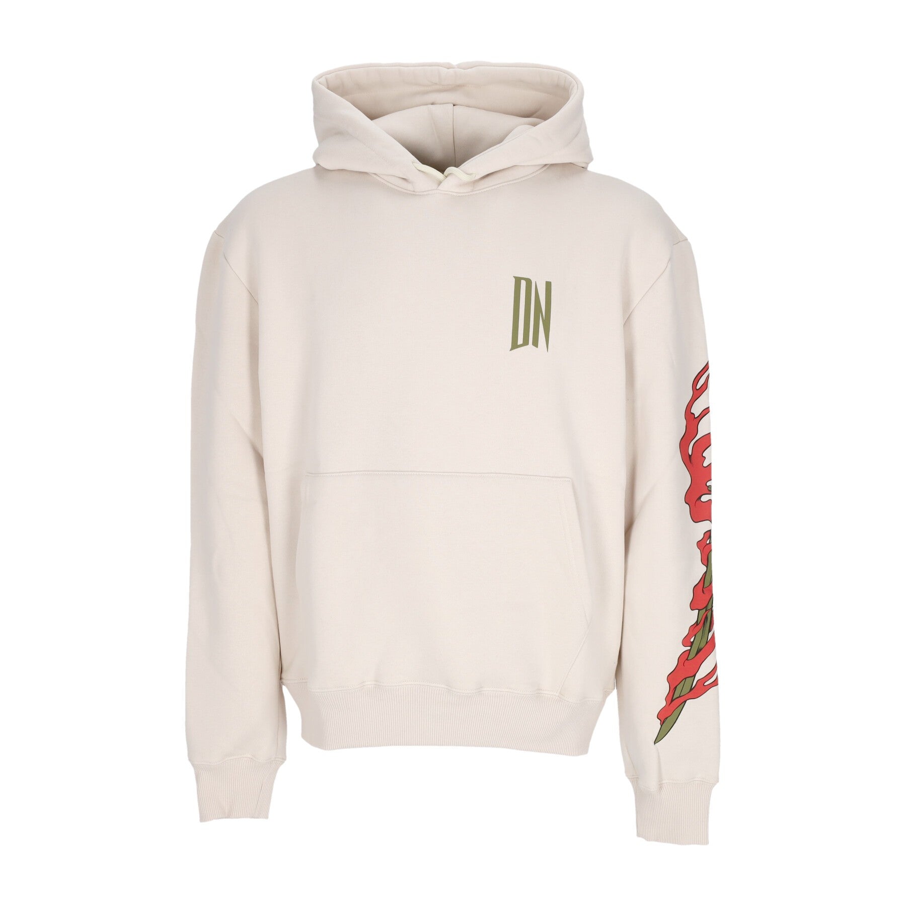Dolly Noire, Felpa Cappuccio Uomo Ryu Dragon Hoodie, Beige