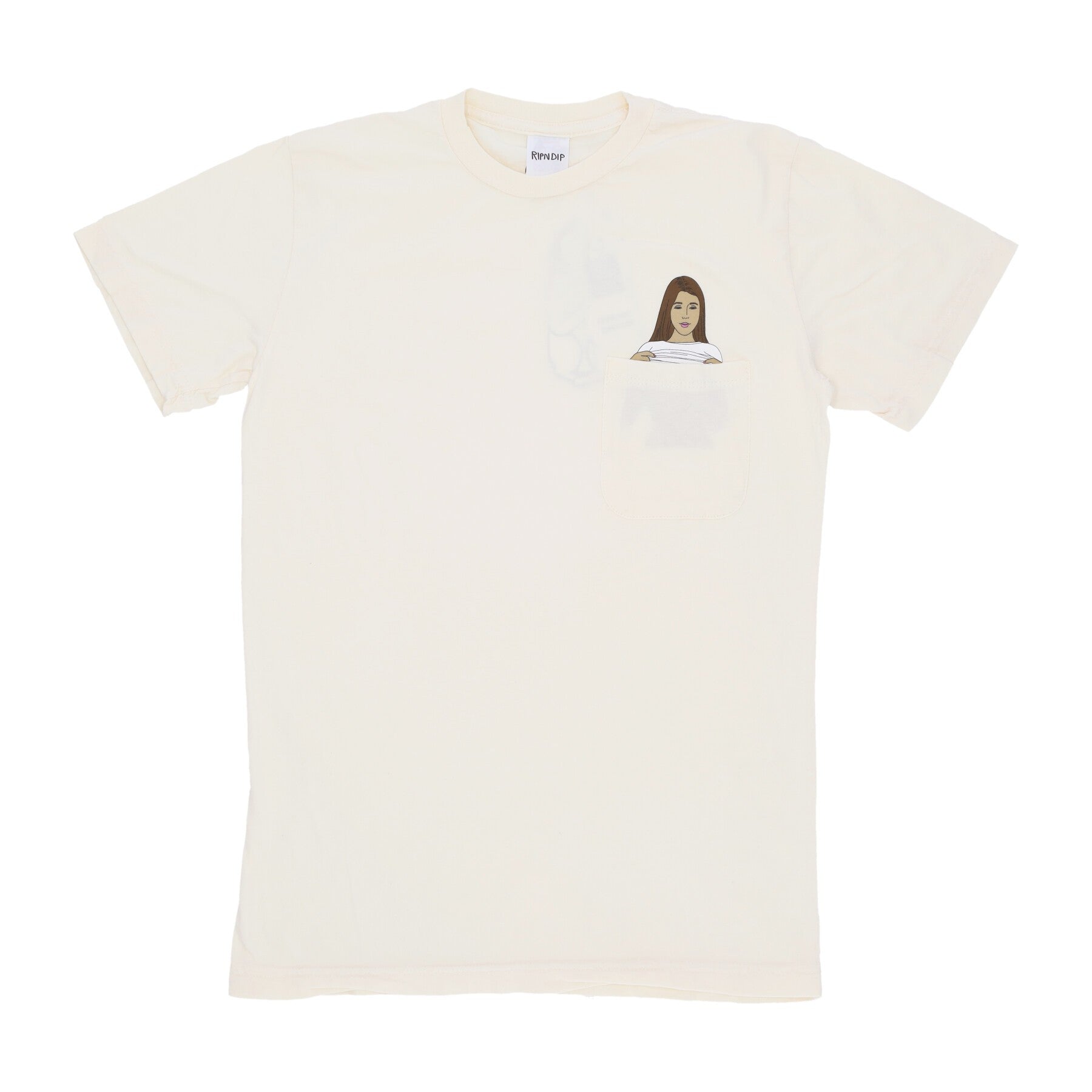 Ripndip, Maglietta Uomo Flashing Kittys Pocket Tee, Natural