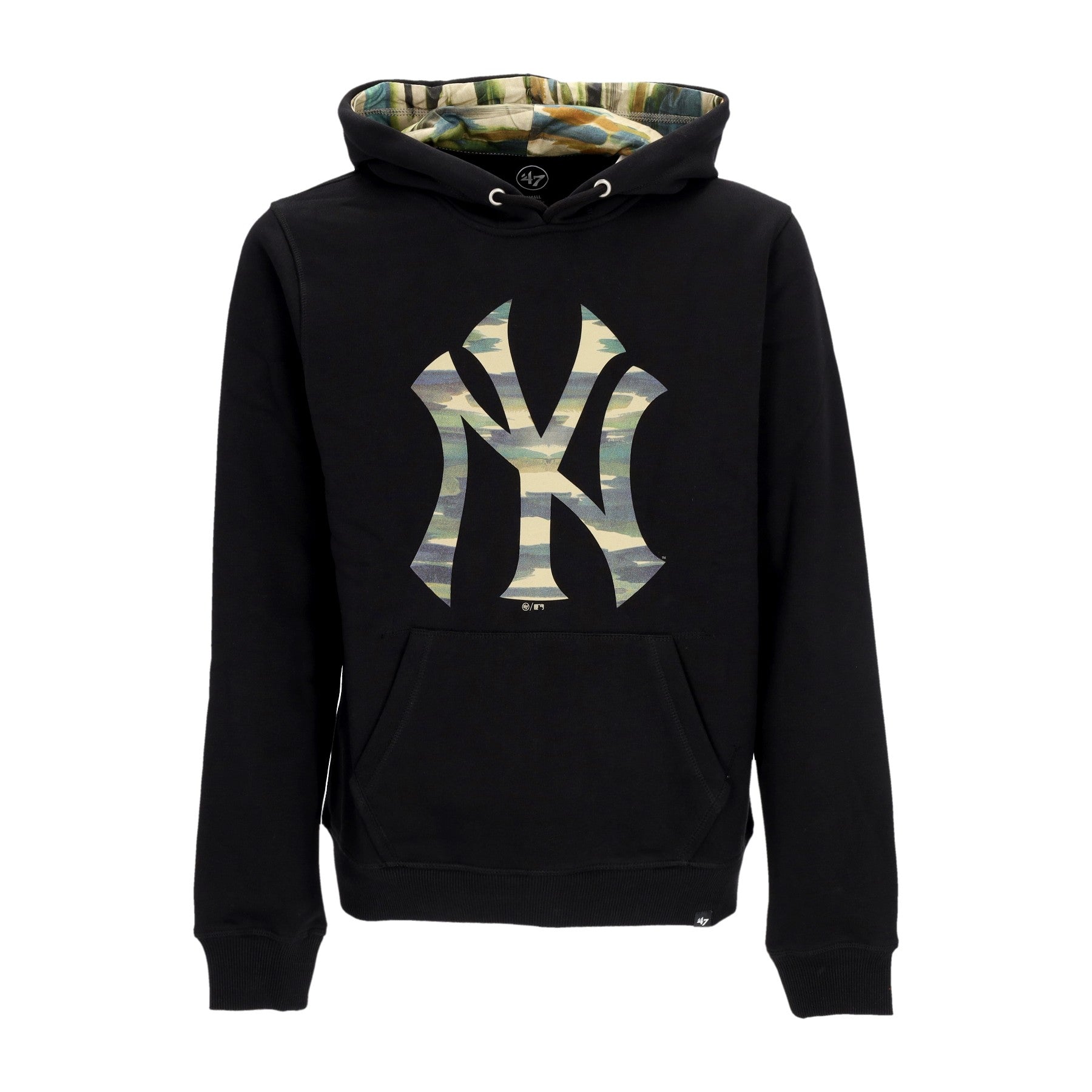 47 Brand, Felpa Cappuccio Uomo Mlb Fisherman Pop Burnside Hoodie Neyyan, Jet Black/camo